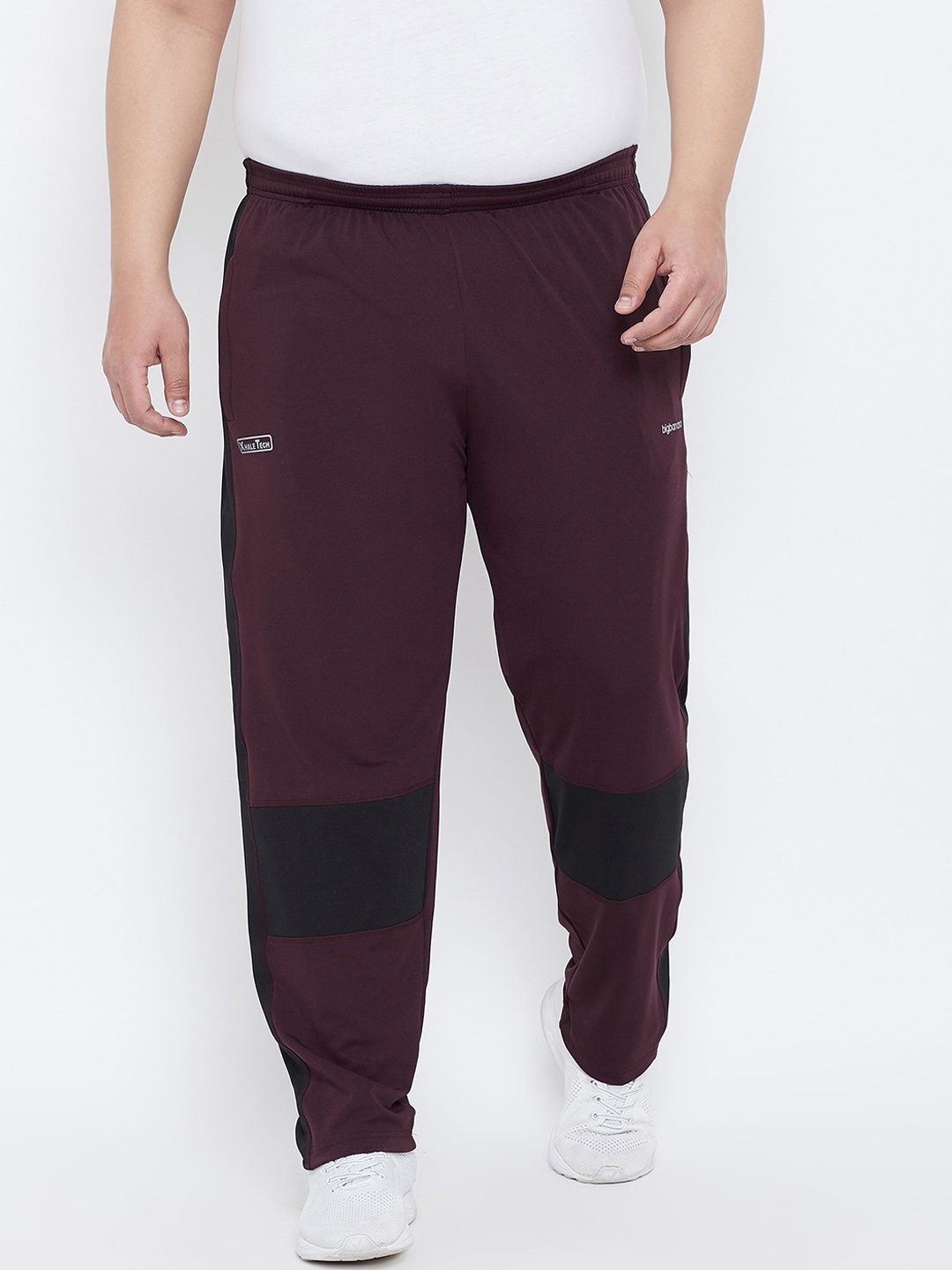 

bigbanana Men Maroon & Black Colorblocked Straight-Fit Track Pants