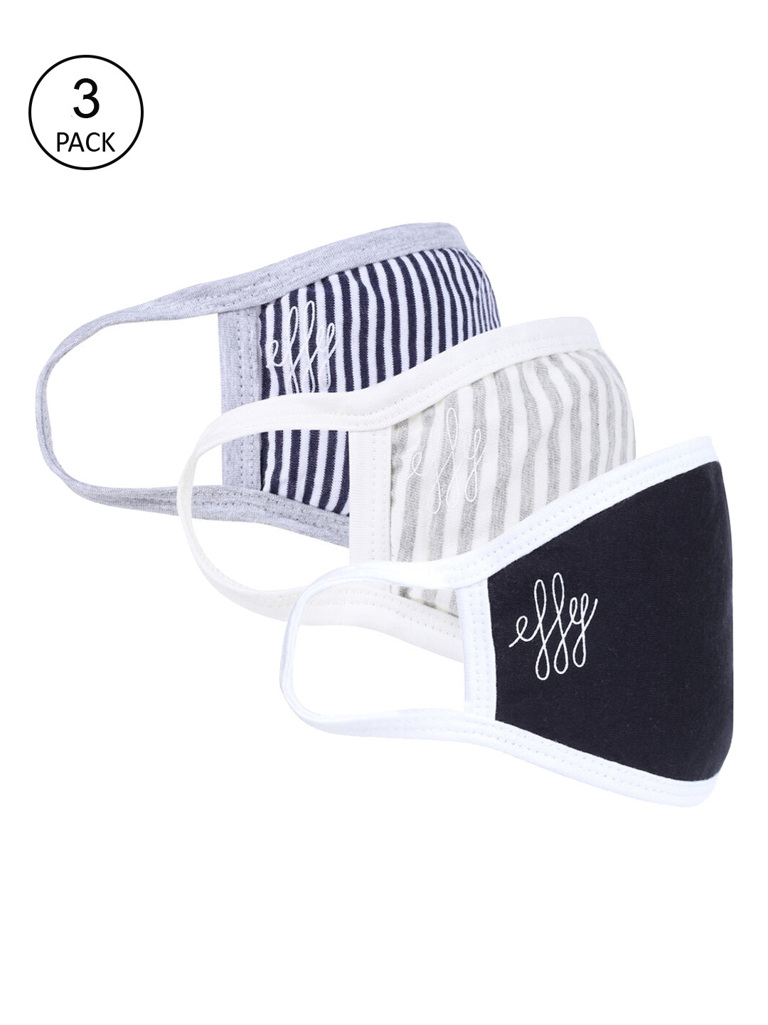 

effy Men Pack Of 3 2-Ply Reusable Cloth Masks, Blue