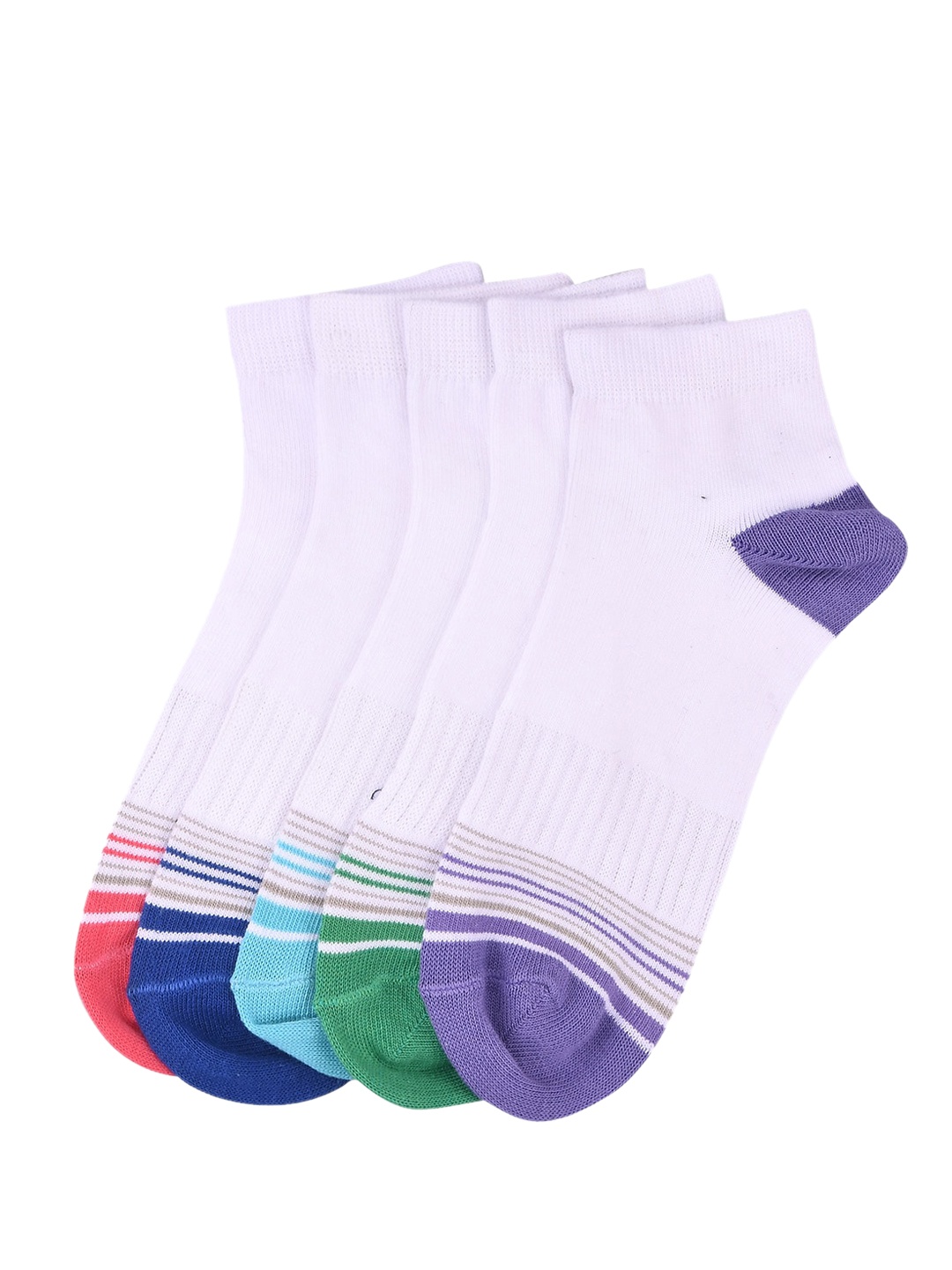 

MARC Girls Pack Of 5 Patterned Ankle-Length Socks, White