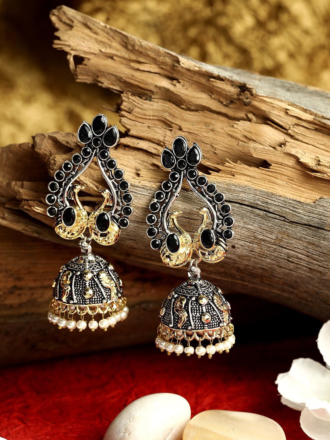 

ANIKAS CREATION Black Contemporary Jhumkas