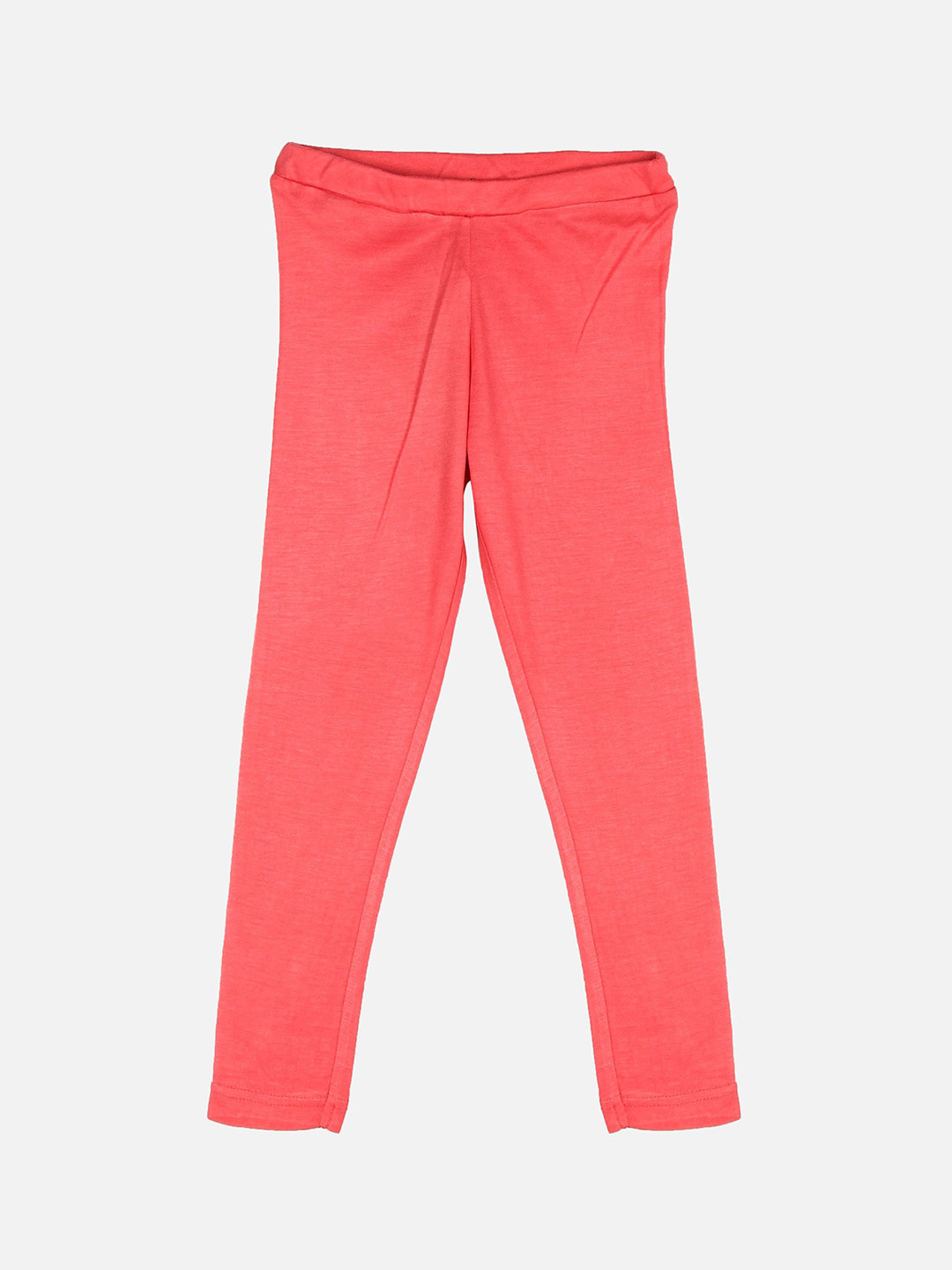 

Peppermint Girls Coral-Coloured Solid Ankle-Length Leggings