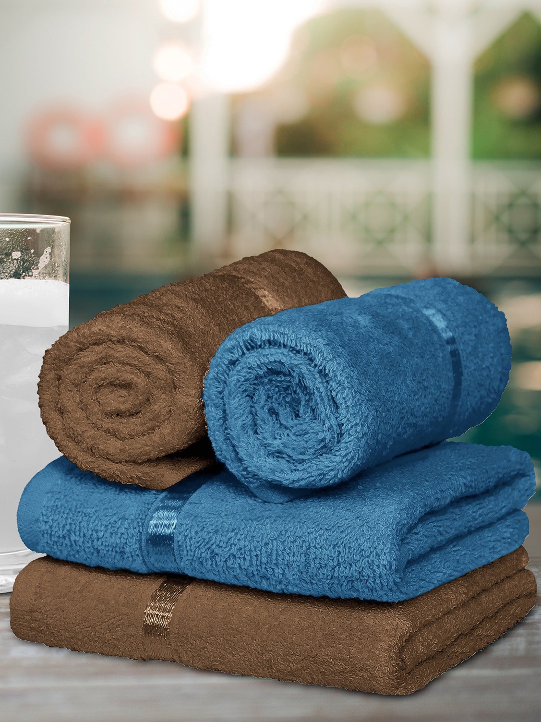 

Story@home Set Of 4 Solid 450 GSM Ultra-Soft Hand Towels, Brown