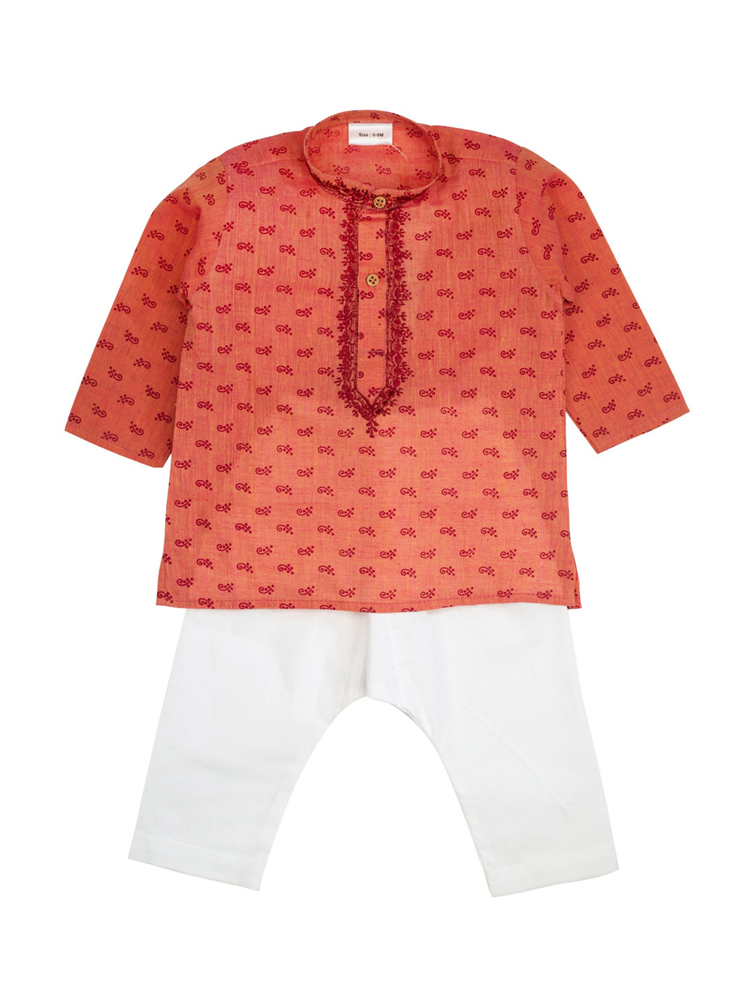

MeeMee Boys Pink & White Printed Kurta with Pyjamas