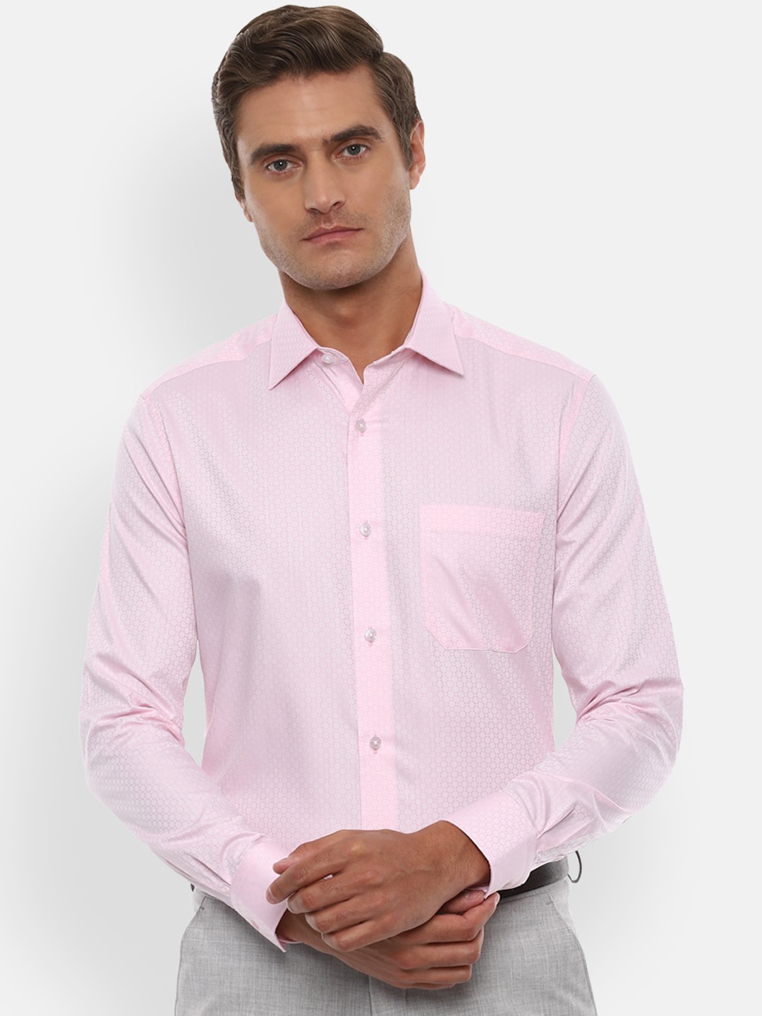 

Louis Philippe Gods & Kings Men Pink Regular Fit Self Design Cotton Formal Shirt