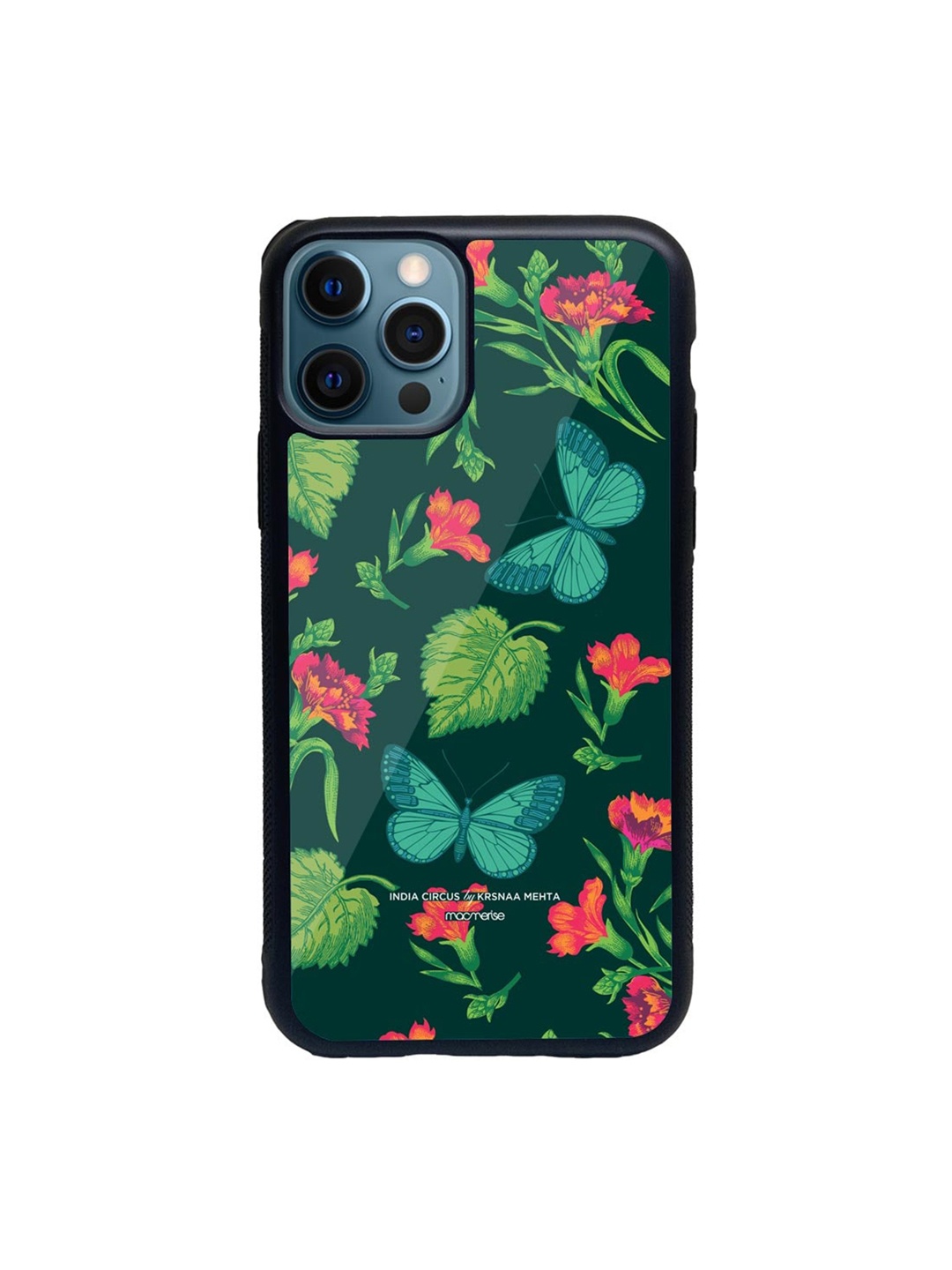 

macmerise Green & Pink Butterfly Effect Glass iPhone 12 Pro Max Case