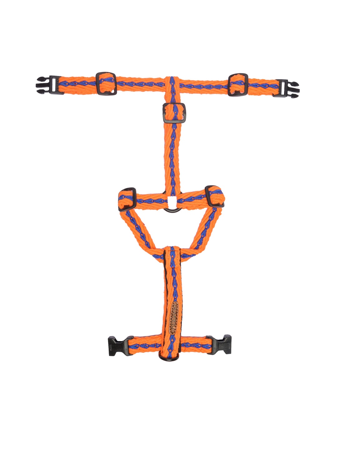 

PETWALE Orange & Navy Blue Self-Design Dog H-Harness