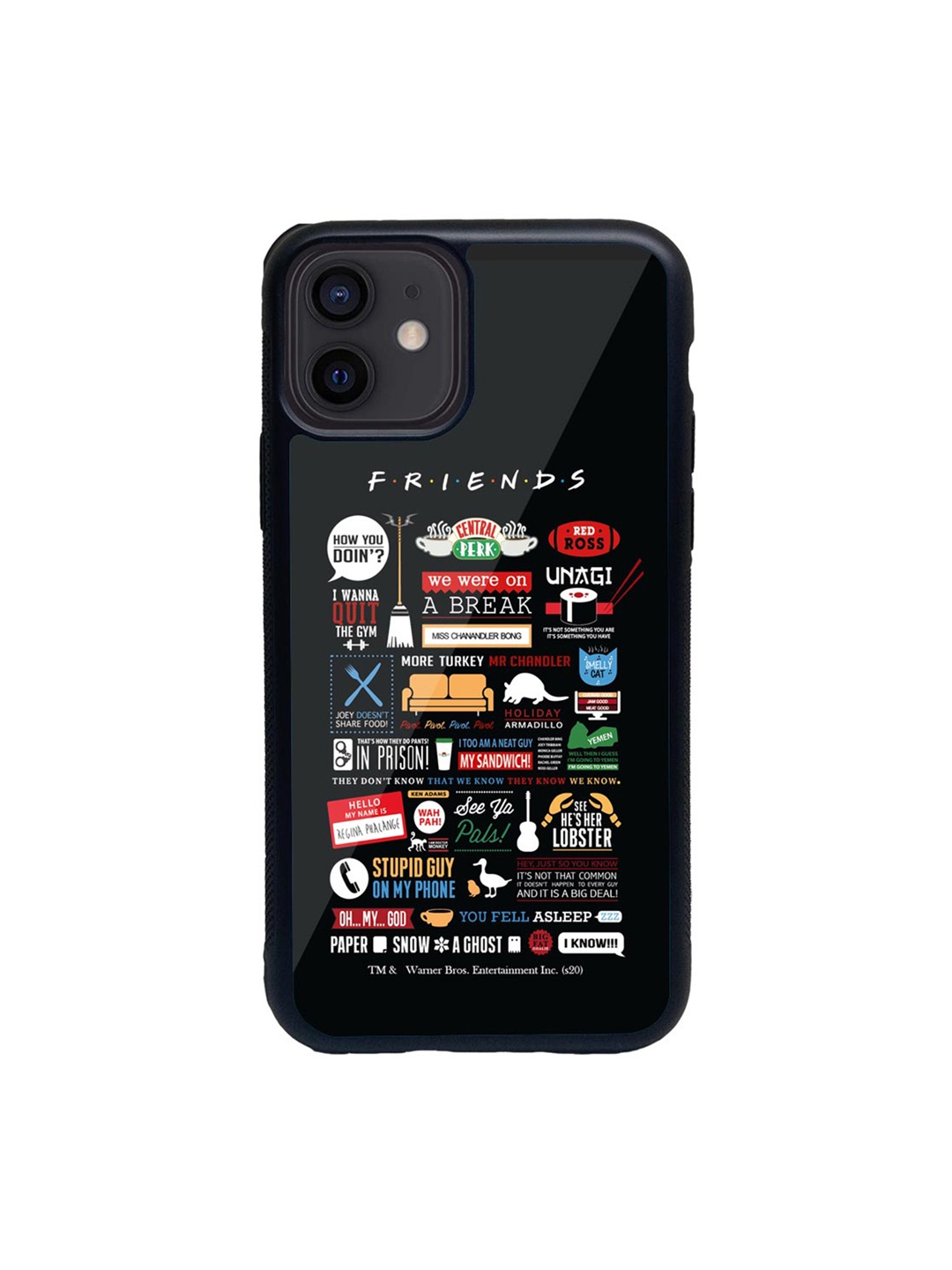 

macmerise Multicoloured Friends Infographic Glass iPhone 12 Mini Back Case, Multi