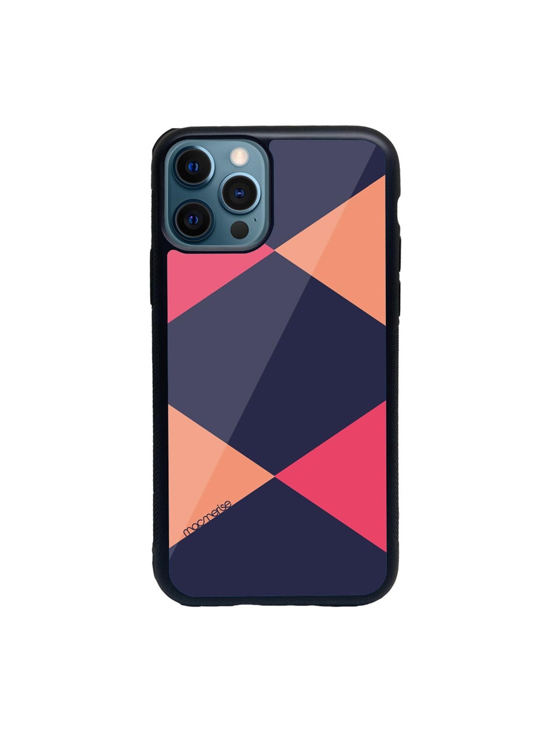 

macmerise Navy Blue & Pink Criss Cross Glass iPhone 12 Pro Max Case