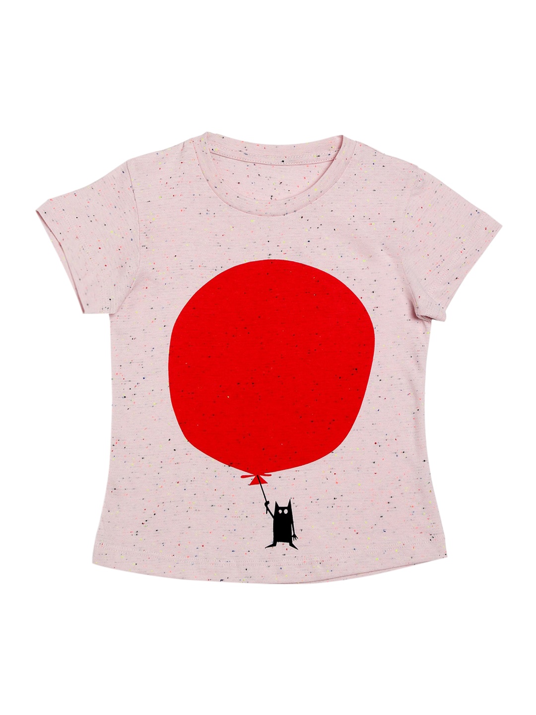 

DOOR74 Unisex Kids Pink Printed Round Neck T-shirt