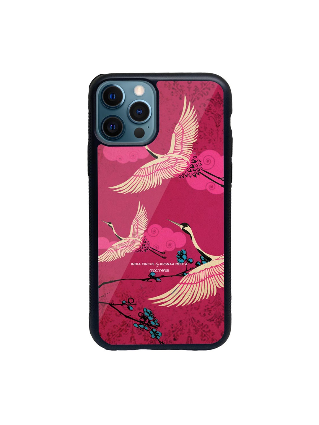 

macmerise Pink & Beige Flying Flamingoes Printed iPhone 12 Pro Back Case