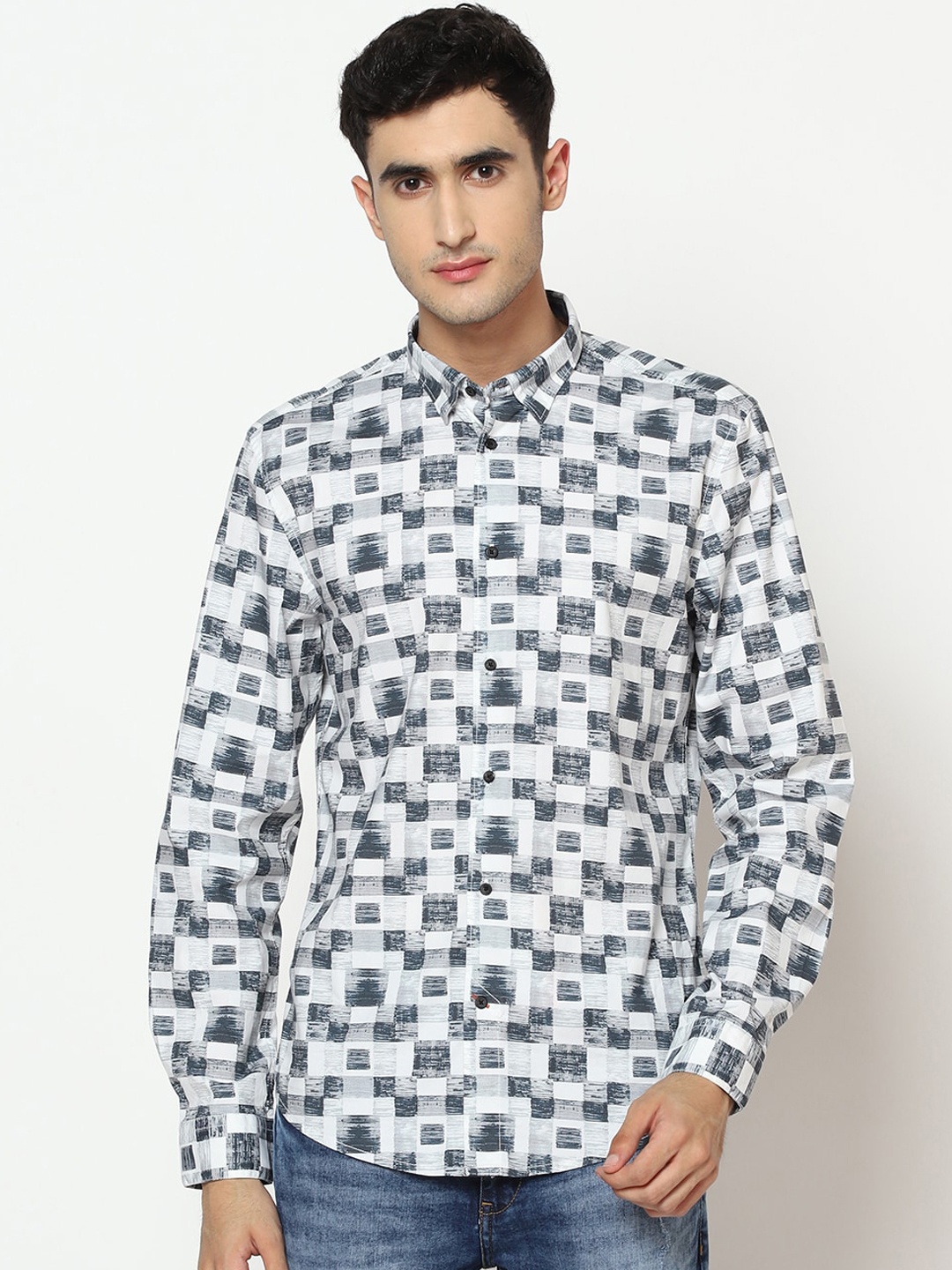 

Blackberrys Men Grey Slim Fit Printed Casual Shirt