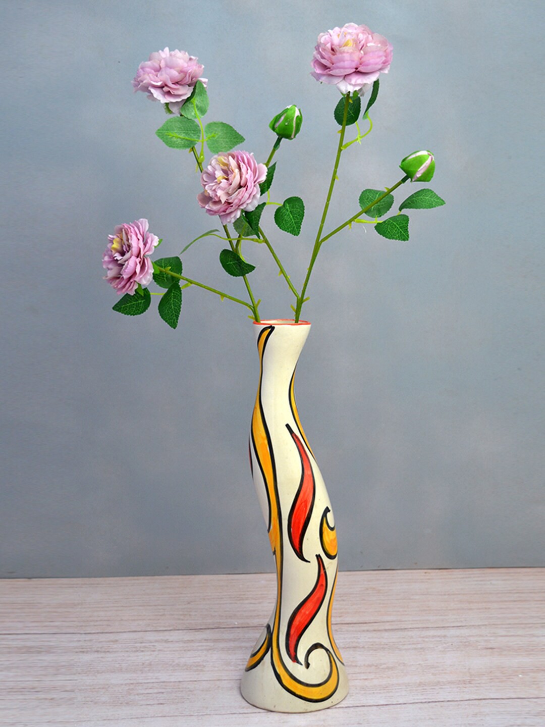 

fancy mart Set Of 2 Purple & Green Artificial Hungarian Rose Flower Sticks