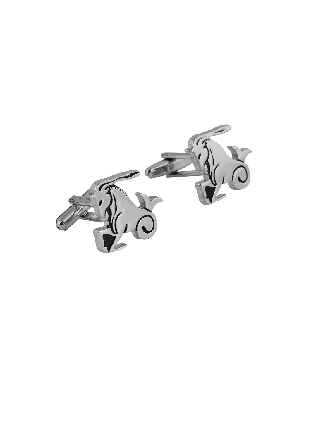 

Alvaro Castagnino Silver-Toned & Black Quirky Cufflinks