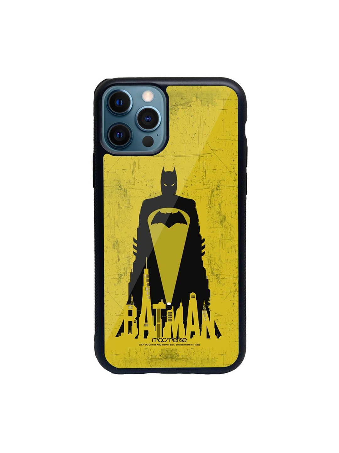 

macmerise Yellow & Black Bat-Signal Glass iPhone 12 Pro Phone Case
