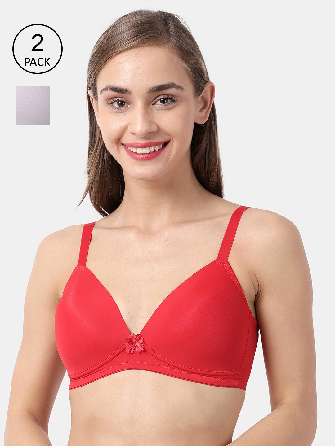 

shyaway Pack Of 2 Solid Non-Wired Lightly Padded Everyday Bra taab-c2b-231-32B, Lavender
