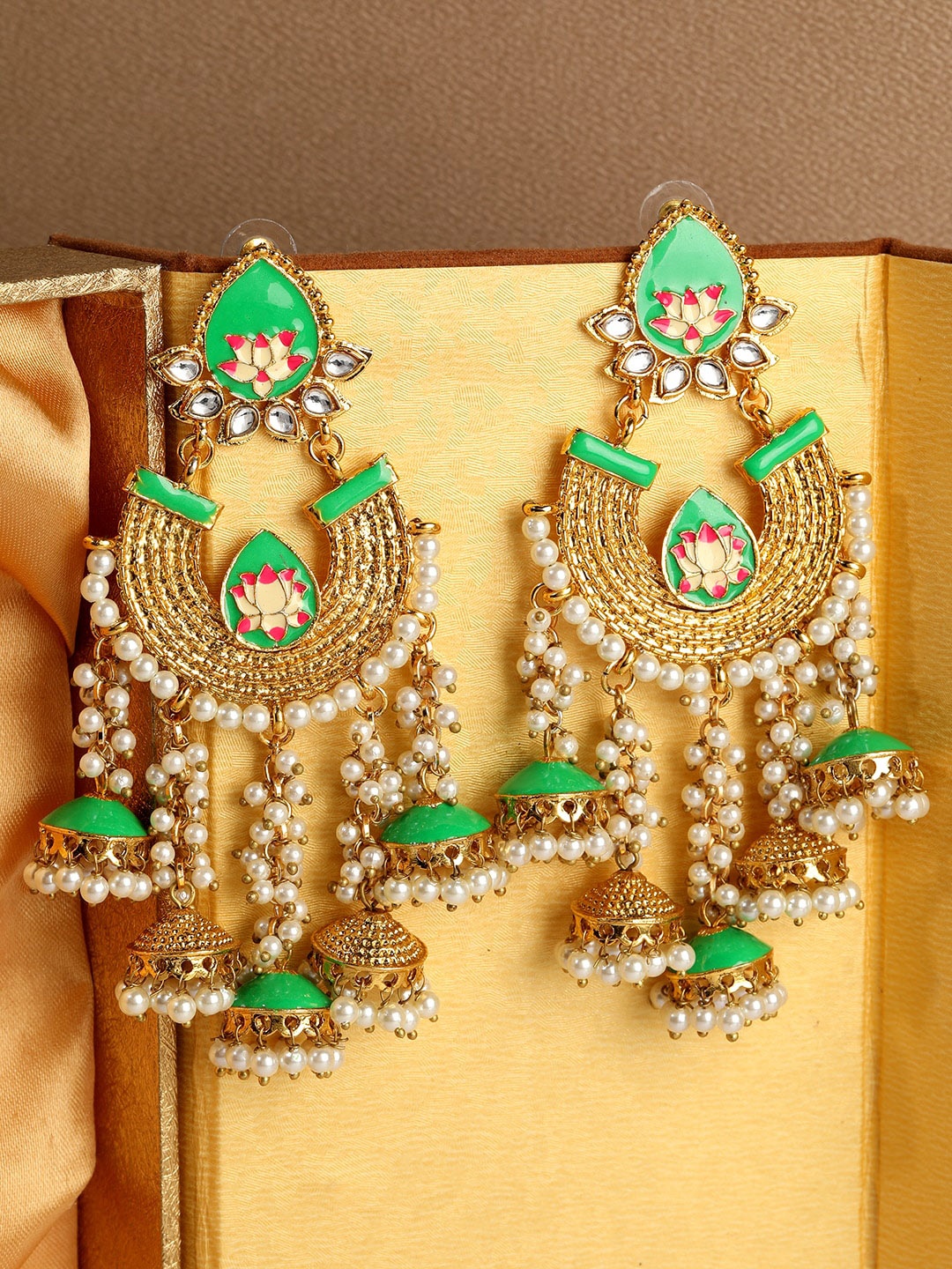 

ANIKAS CREATION Gold-Toned Contemporary Jhumkas