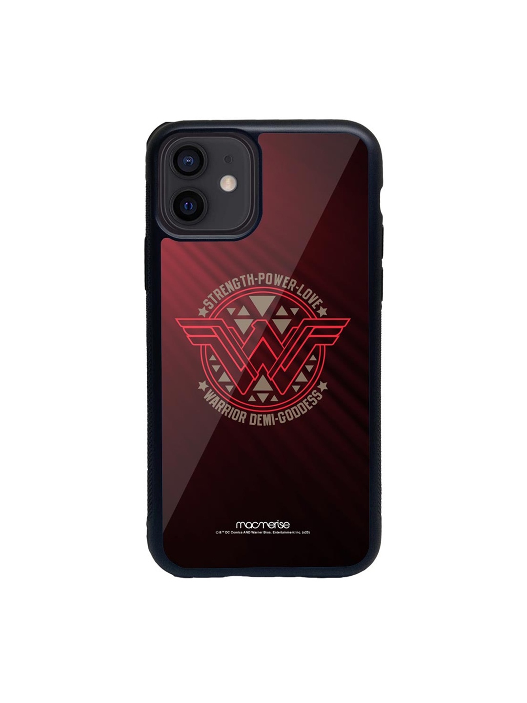 

macmerise Black & Red Wonder Woman Stamp Printed iPhone 12 Back Case