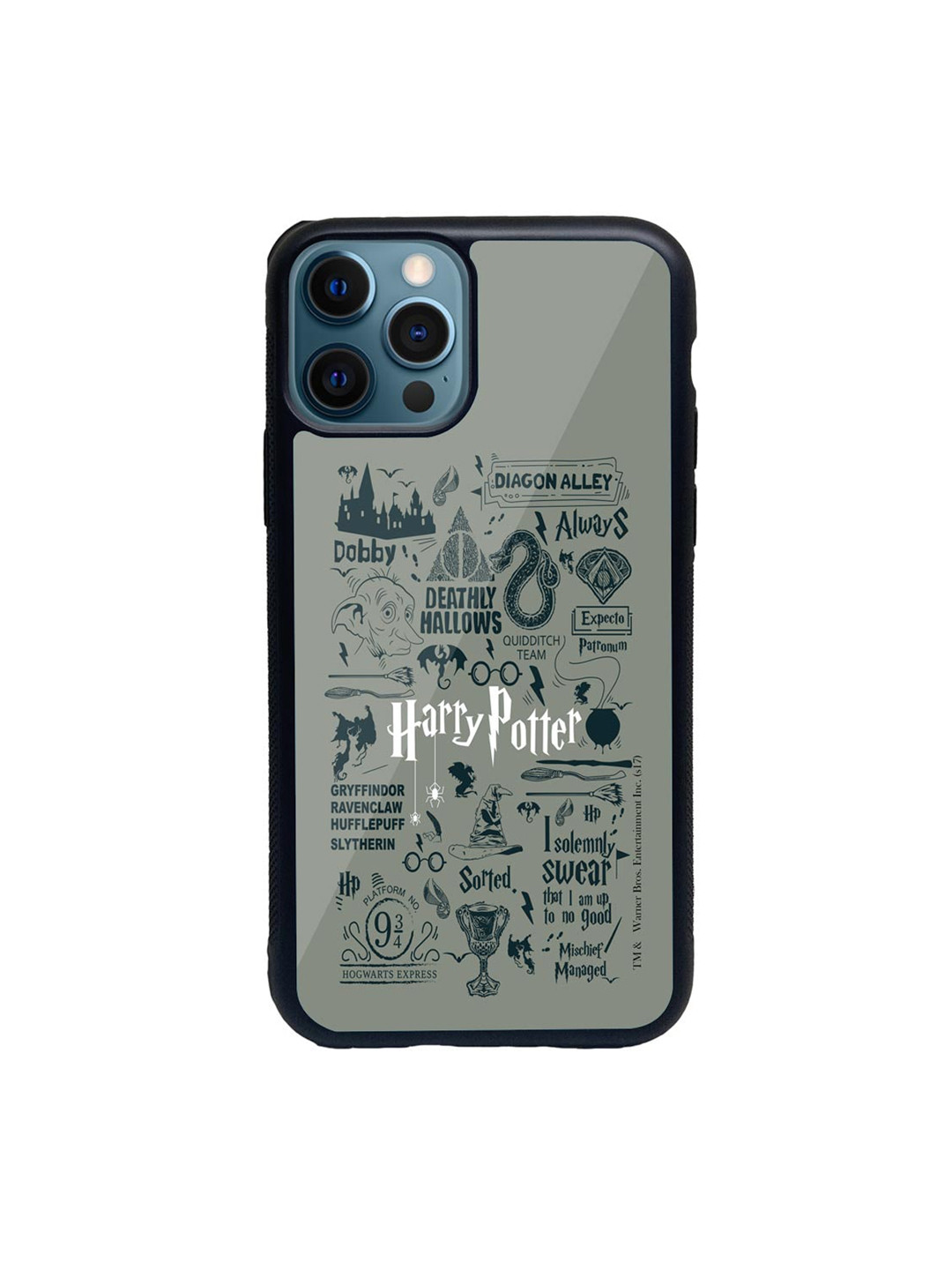 

macmerise Black & Blue Harry Potter Infographic Printed iPhone 11 Back Case, Grey