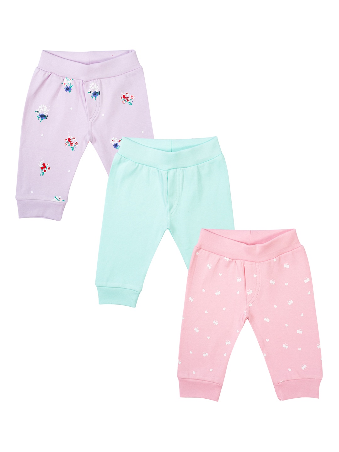 

MeeMee Girls Pack of 3 Printed Cotton Leggings, Purple