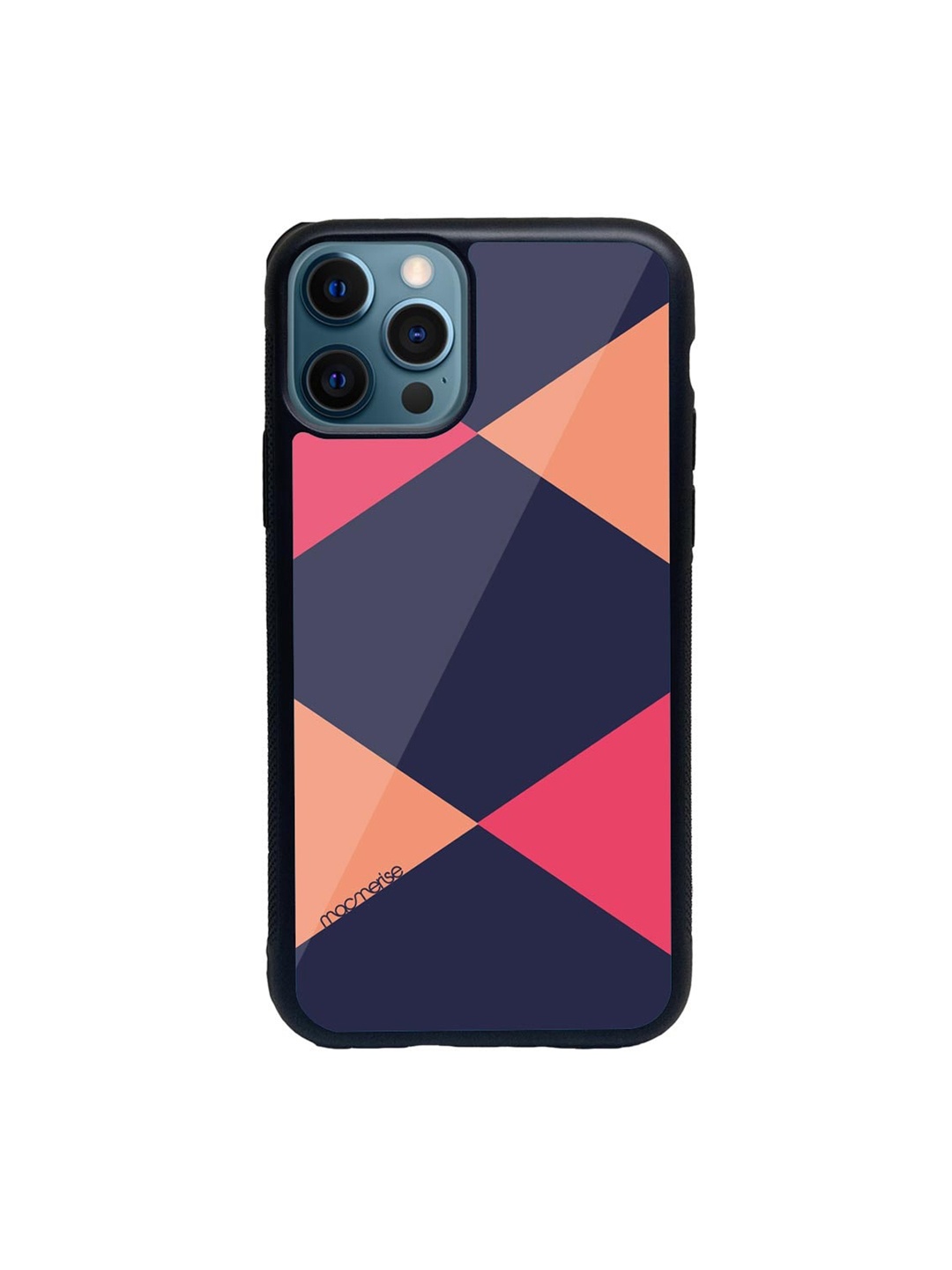 

macmerise Navy Blue & Pink Criss Cross Printed iPhone 12 Pro Back Case