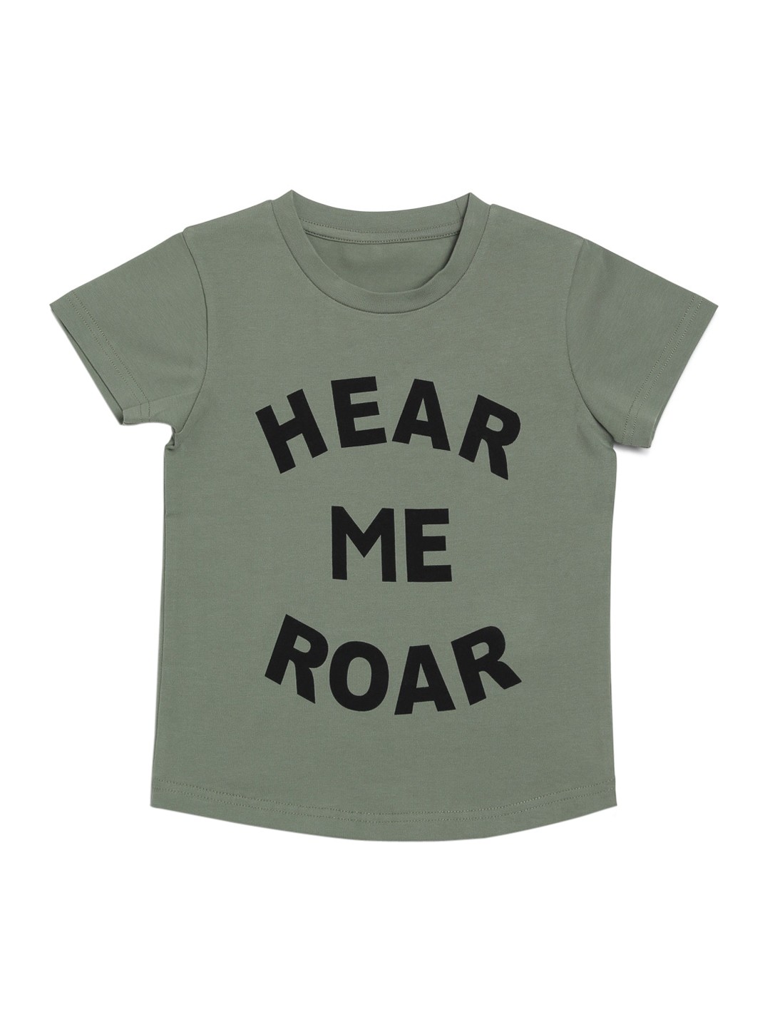 

DOOR74 Kids Green & Black Printed Cotton Round Neck T-shirt