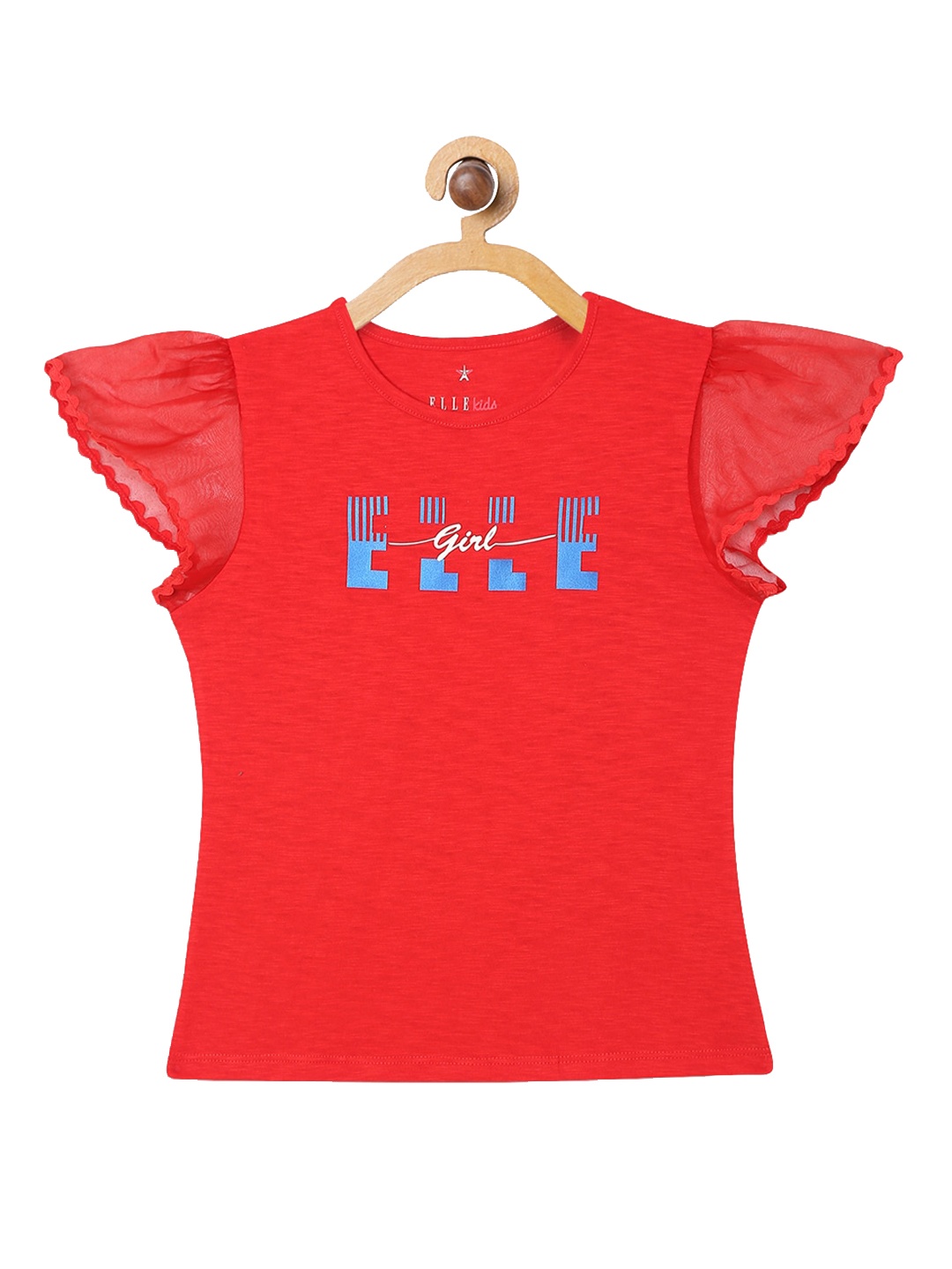 

ELLE Girls Red & Blue Printed Round Neck T-shirt