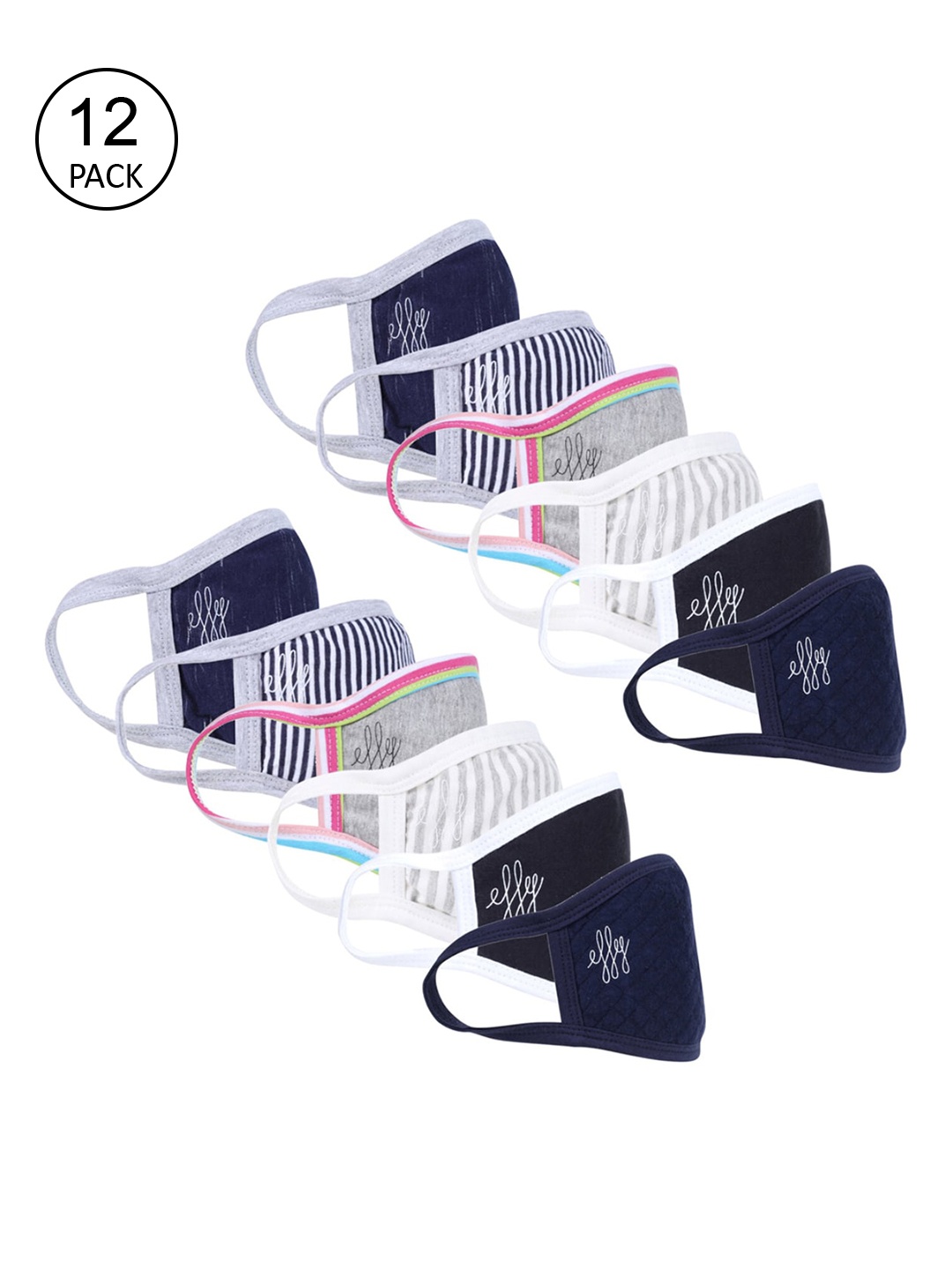 

effy Men 2-Ply Reusable Cloth Masks Pack Of 12, Blue