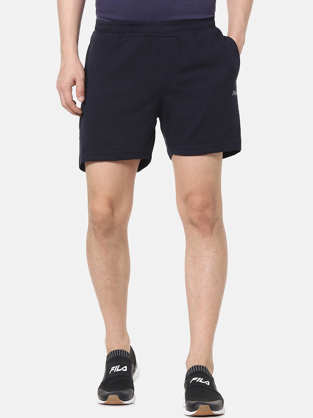

FILA Men Navy Blue Solid Regular Fit Sports Shorts
