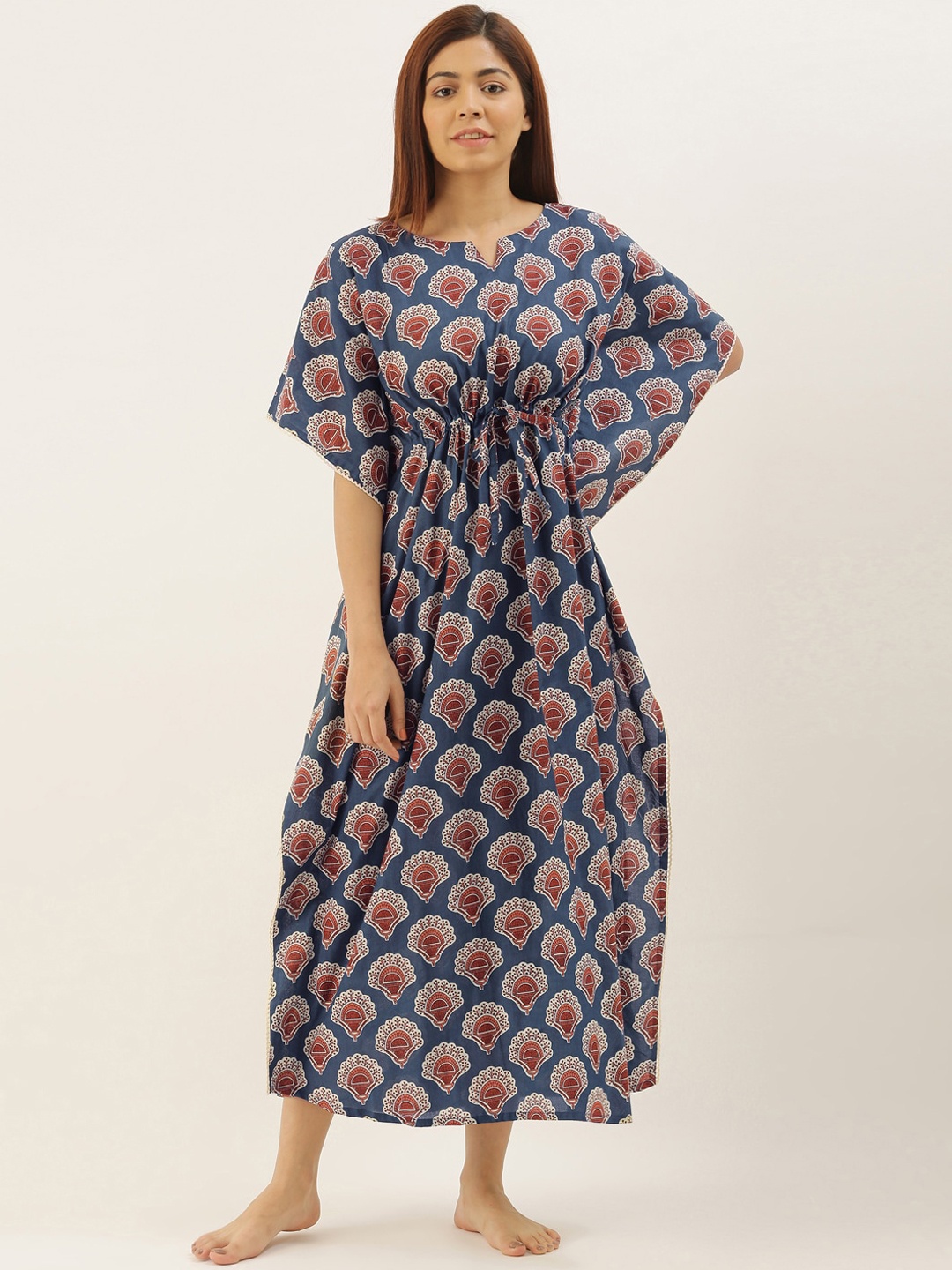 

Bannos Swagger Blue & Brown Printed Nightdress