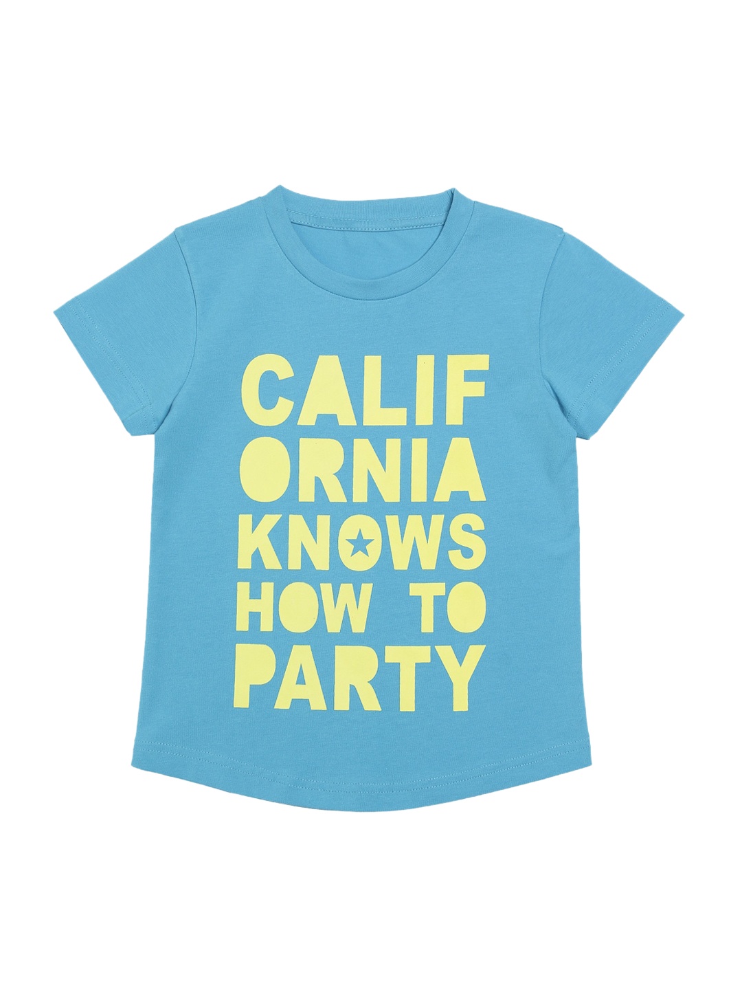 

DOOR74 Unisex Kids Blue Printed Round Neck T-shirt