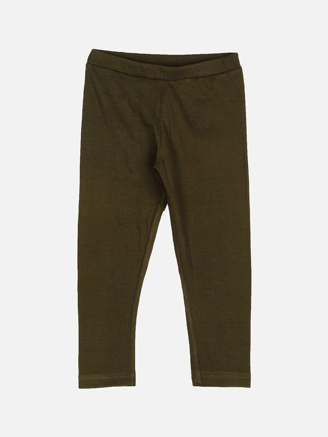 

Peppermint Infants Girls Olive Green Solid Leggings
