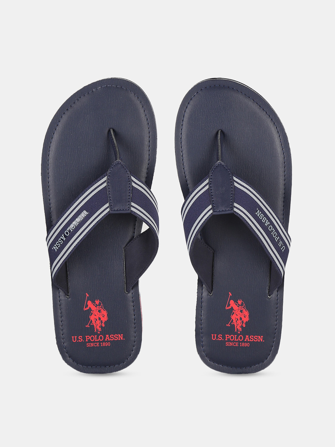 

U.S. Polo Assn. Men Navy Blue & Grey Printed Thong Flip-Flops