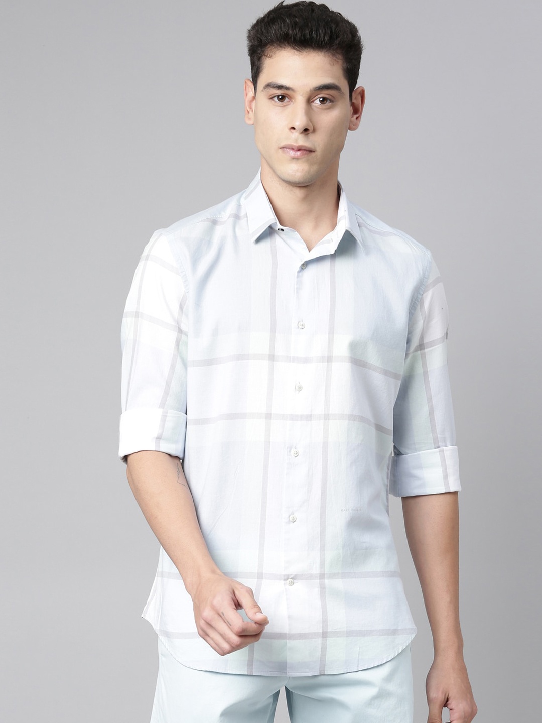 

RARE RABBIT Men Chopit Regular Fit Checked Shirt, Blue