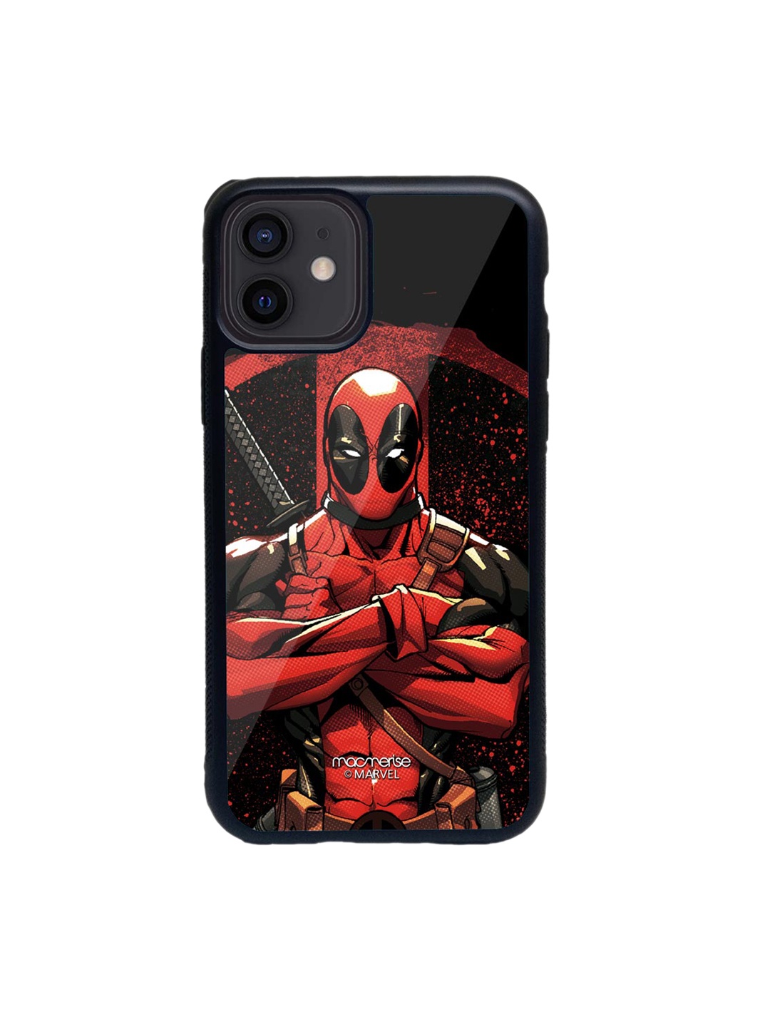

macmerise Red & Black Deadpool Stance Glass iPhone 12 Mini Phone Case
