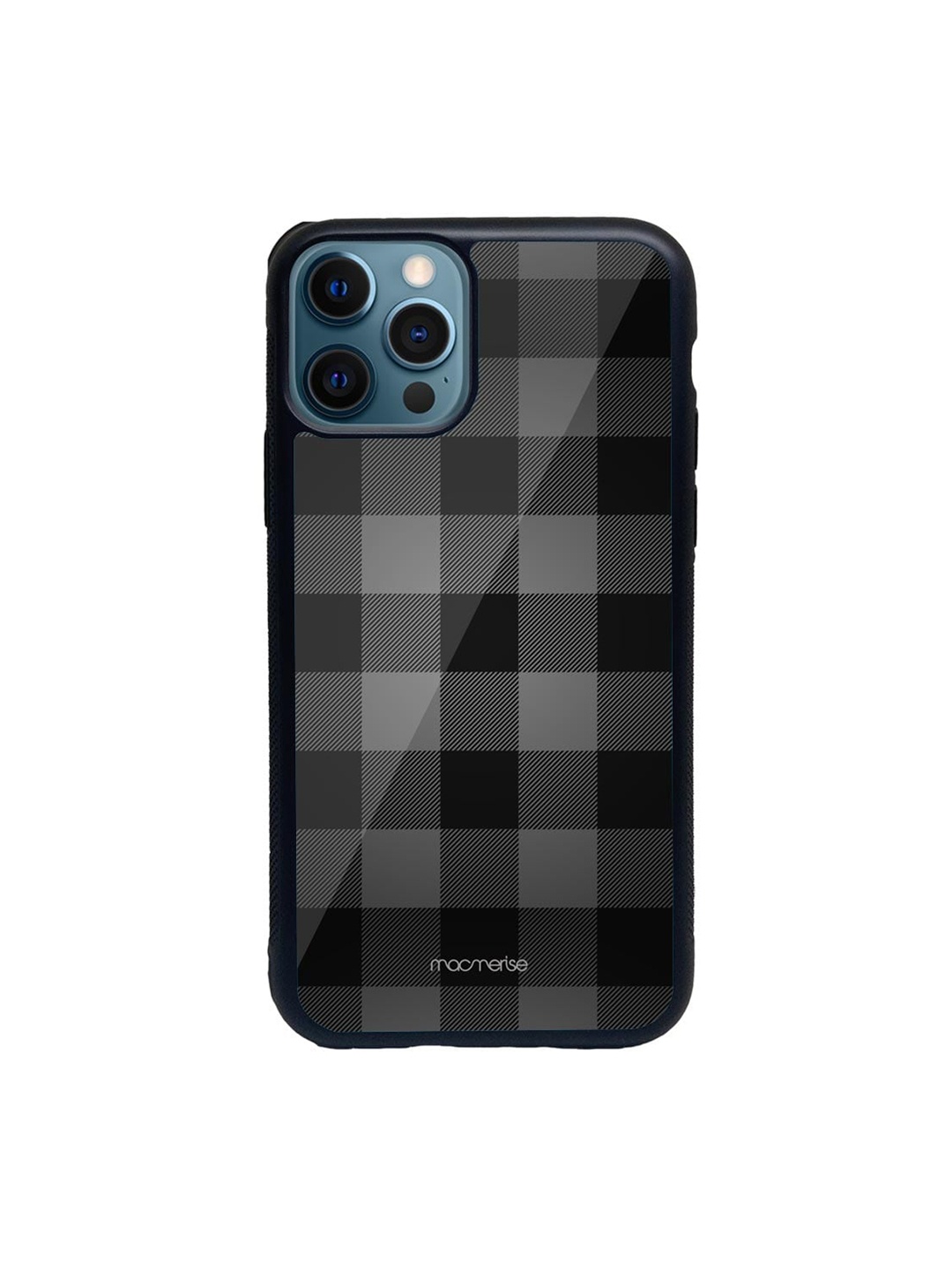 

macmerise Black & Grey Checkmate Printed iPhone 12 Pro Back Case, Multi