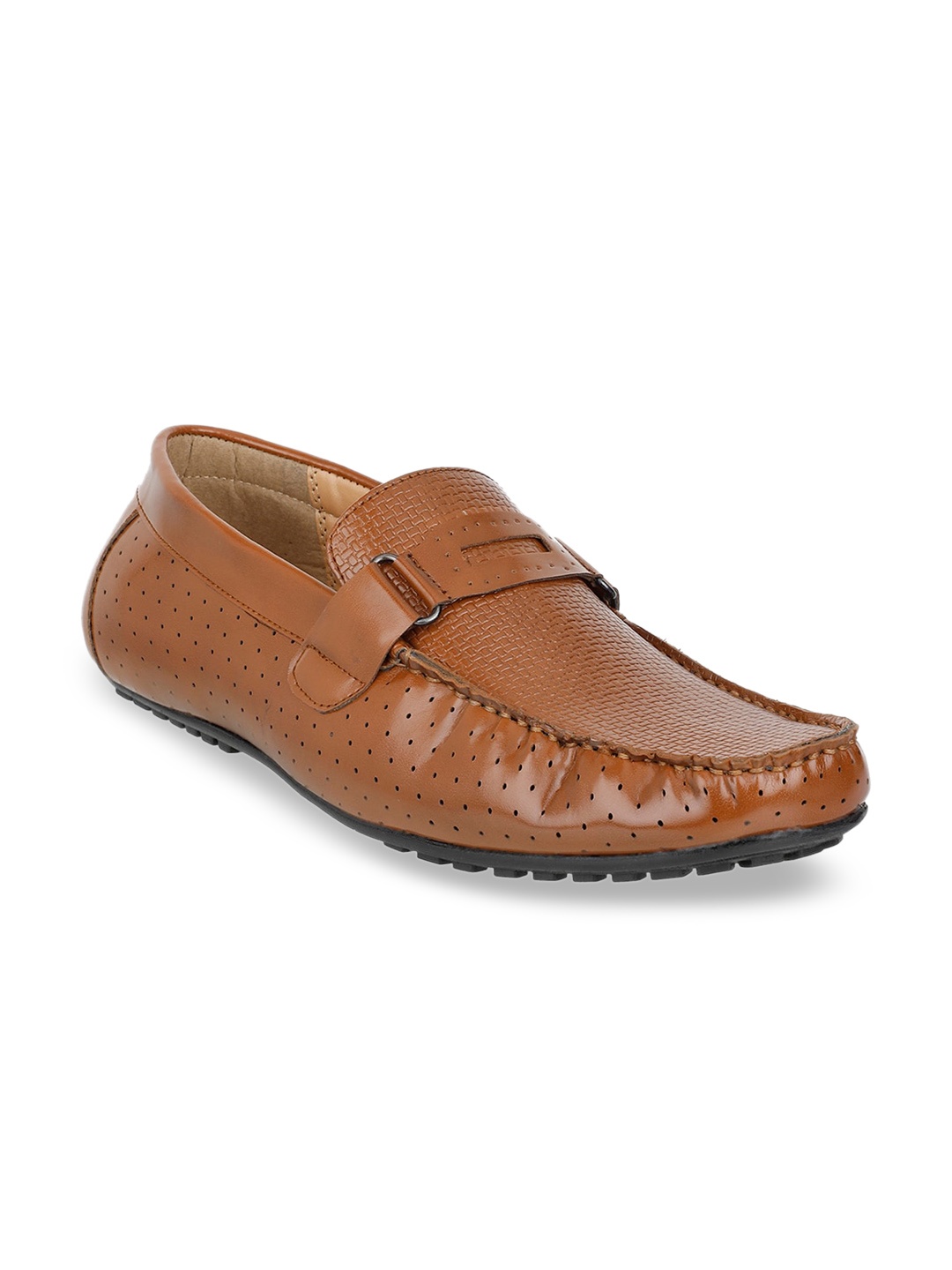 

Carlton London Men Tan Brown Woven Design Driving Shoes