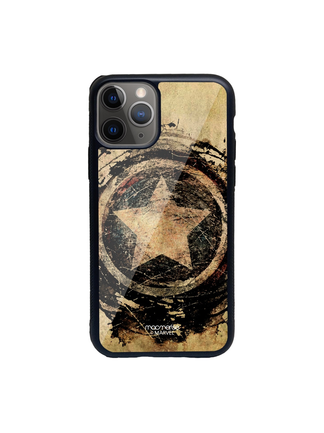 

macmerise Beige & Black Symbolic Captain Shield Glass iPhone 11 Pro Max Phone Case