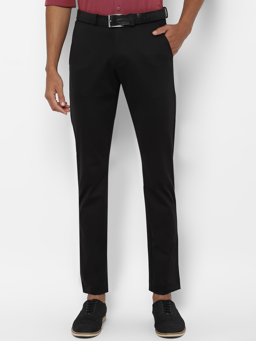 

Allen Solly Men Black Slim Fit Solid Regular Trousers