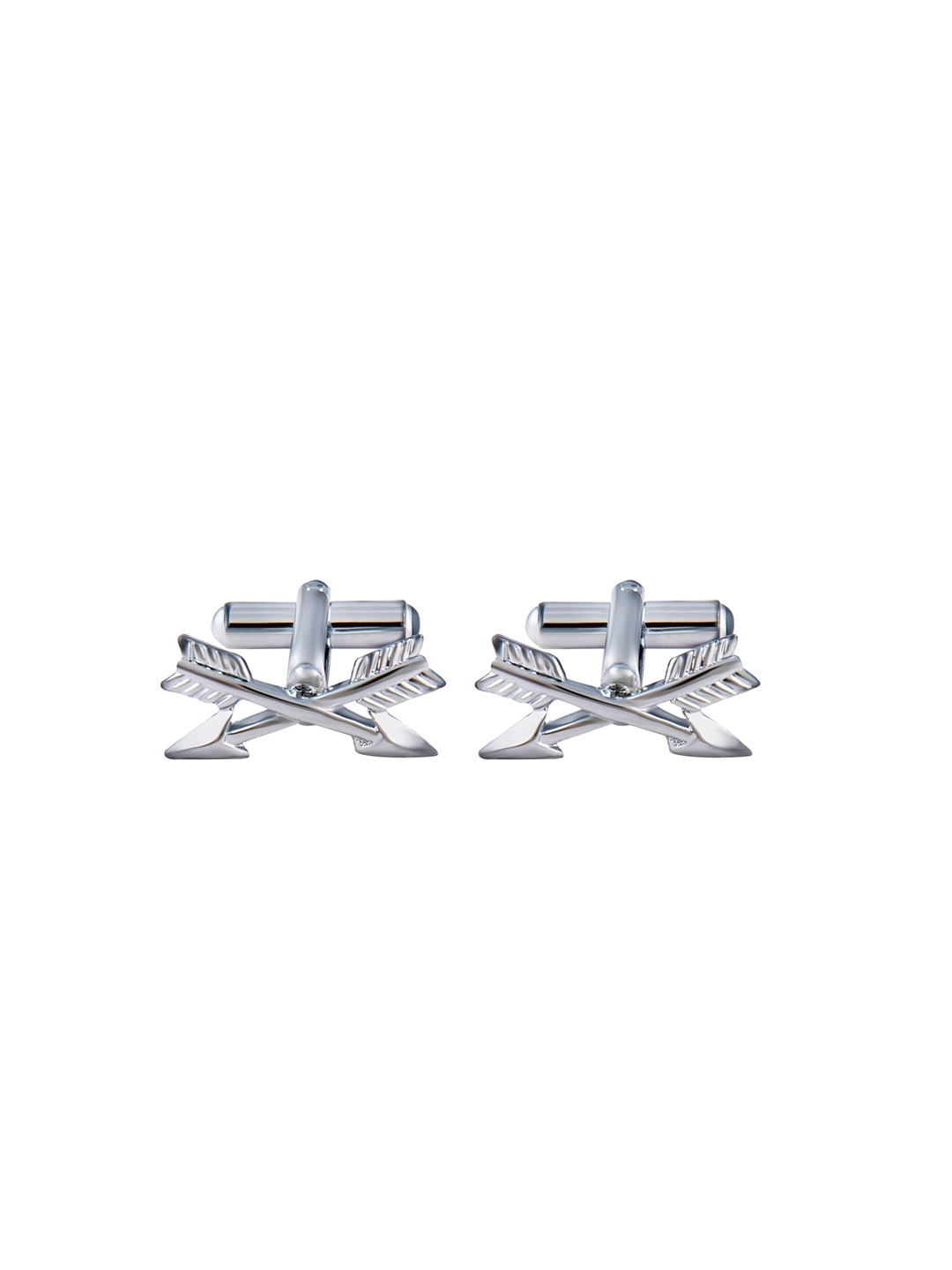 

bodha Silver-Toned & Rhodium-Plated Arrow Cufflinks