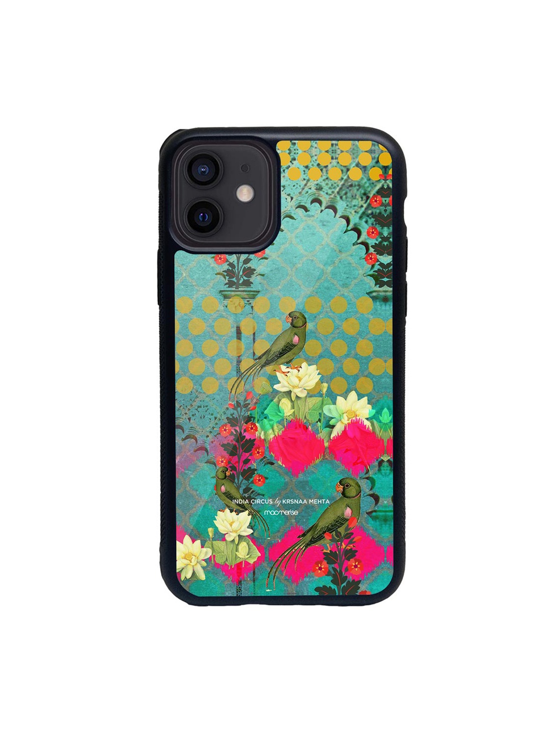 

macmerise Green & Pink Mitthu Miya Glass iPhone 12 Mini Back Case, Blue