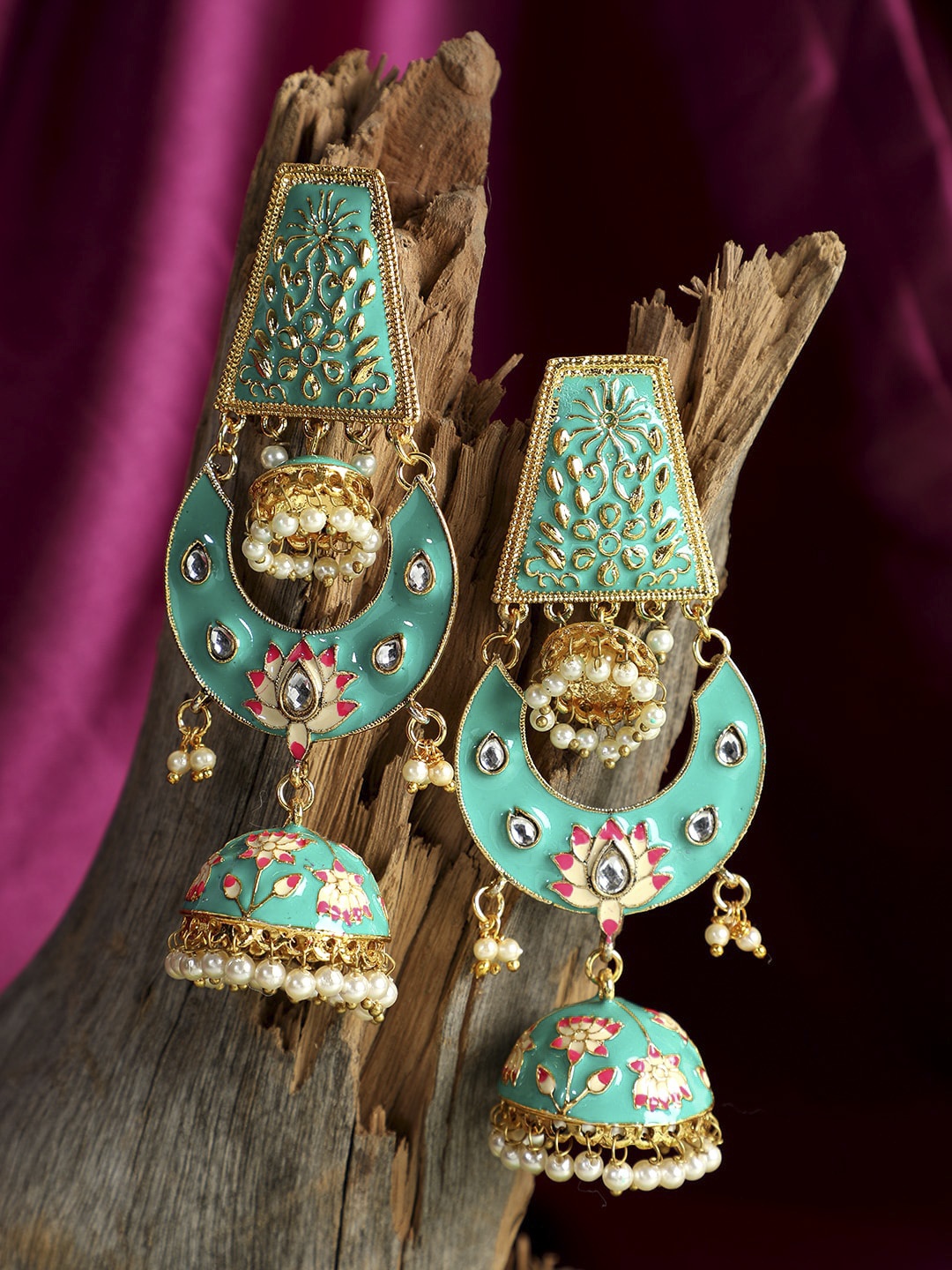 

ANIKAS CREATION Gold-Toned Contemporary Jhumkas