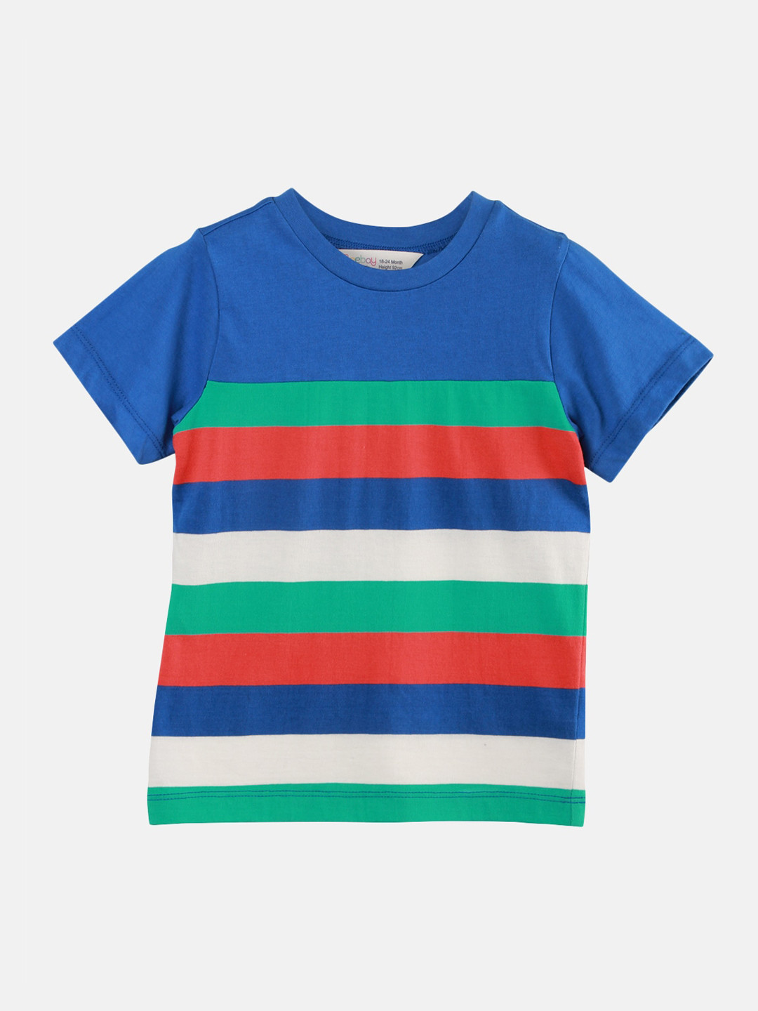 

Beebay Boys Blue & Green Striped Round Neck T-shirt