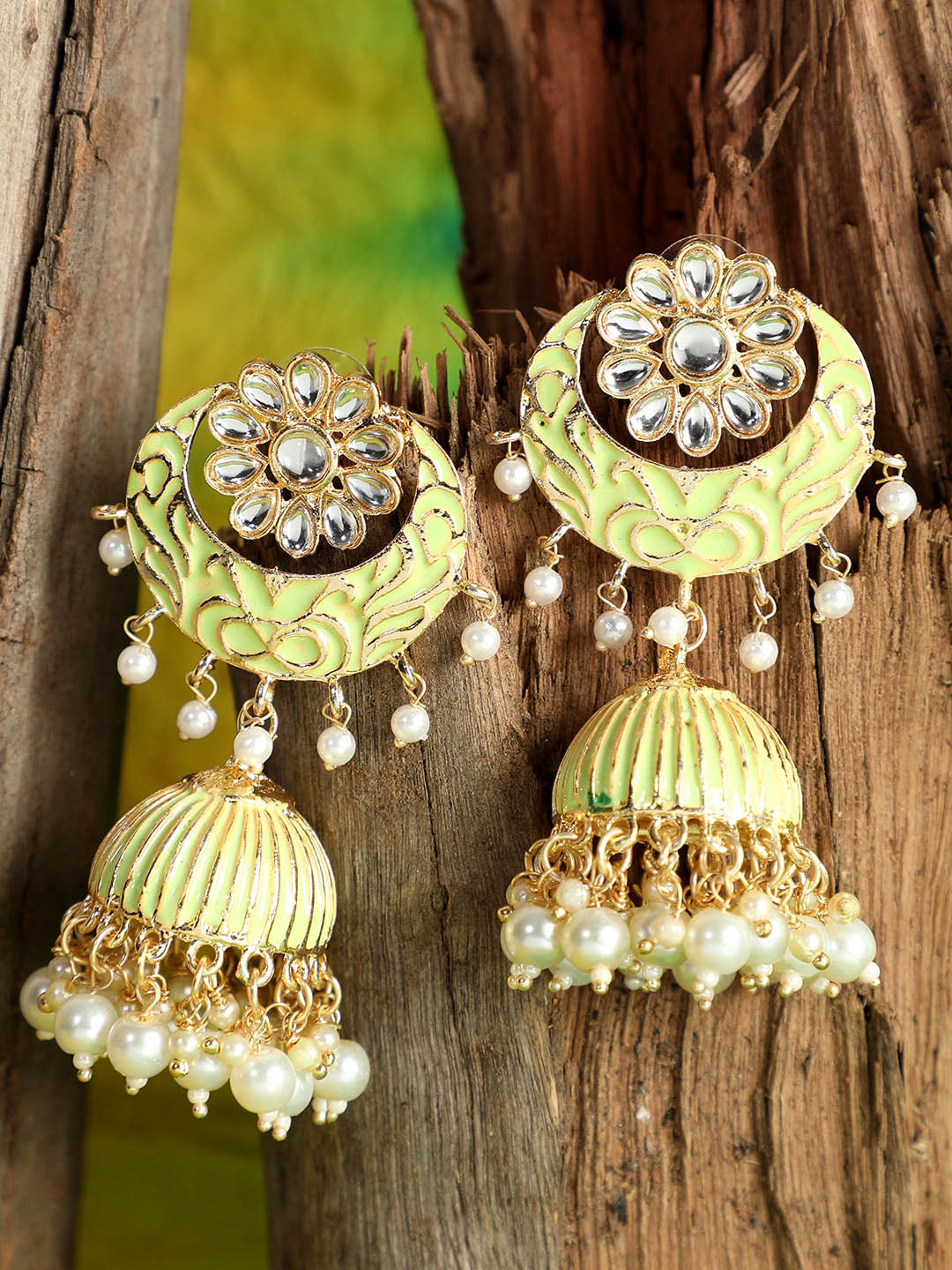 

ANIKAS CREATION Gold-Toned Contemporary Jhumkas