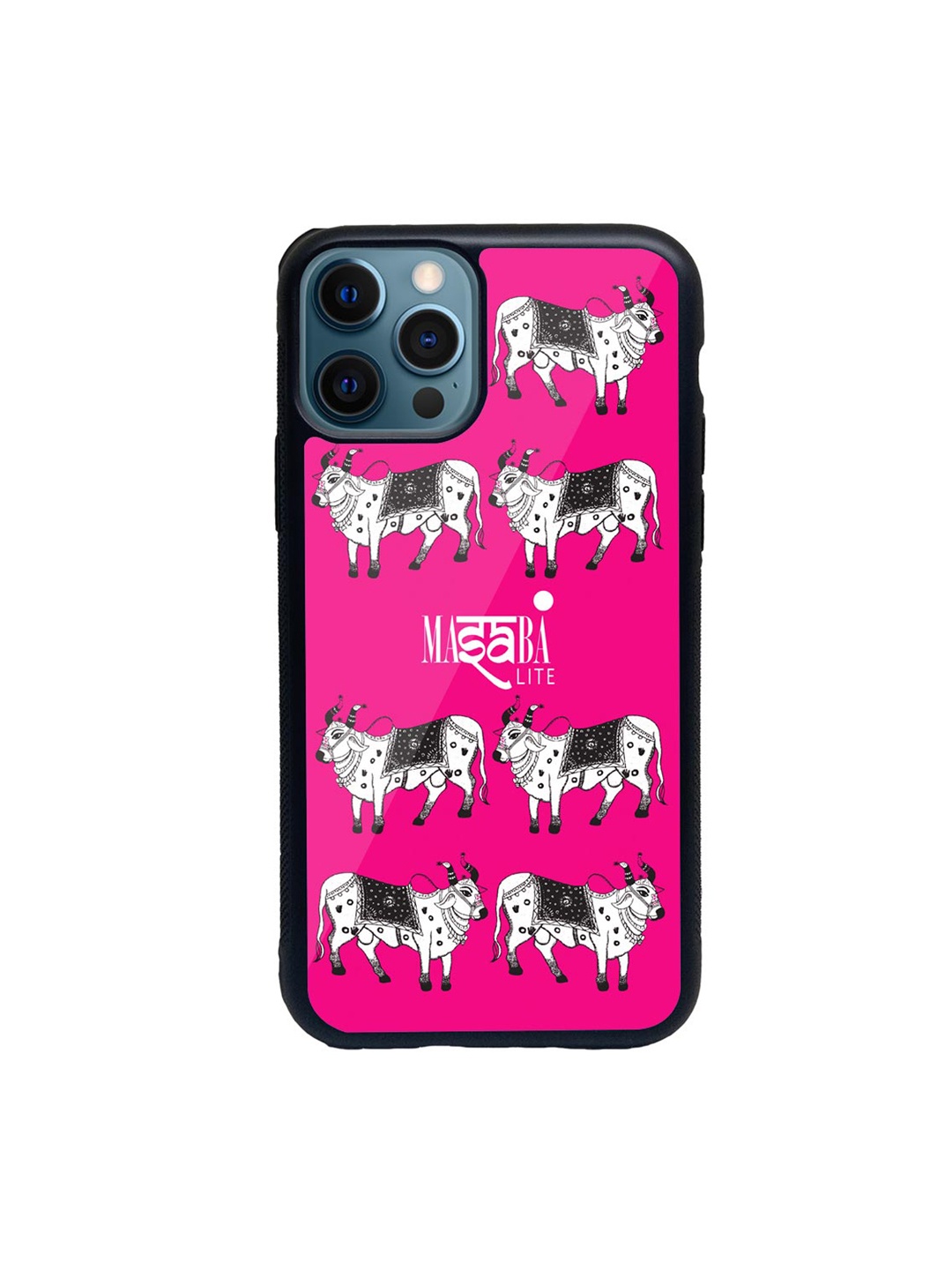 

macmerise Pink & White Masaba Cow Print iPhone 12 Pro Back Case