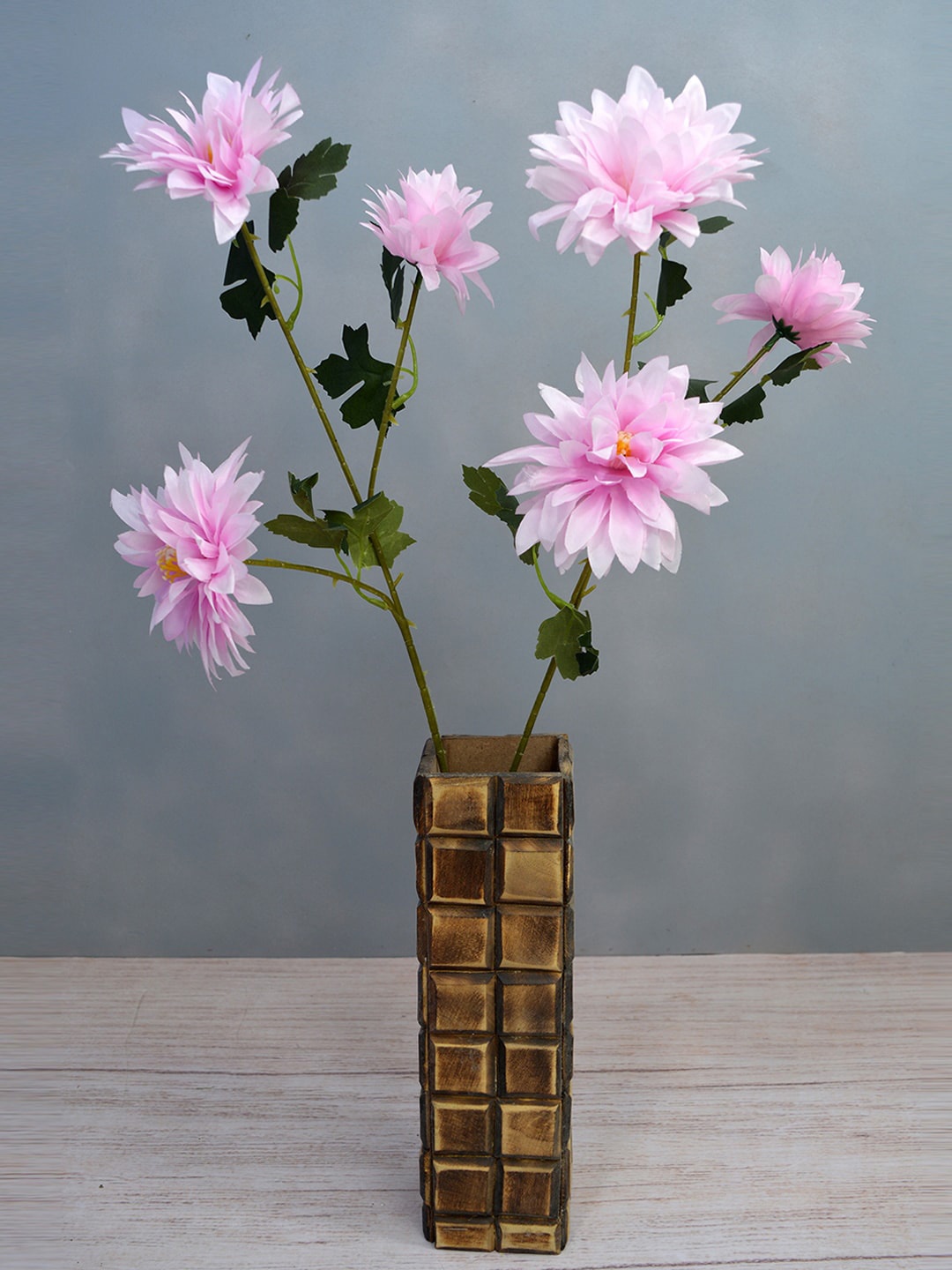 

fancy mart Set Of 2 Pink & Green Artificial India Chrysenthum Flower Sticks