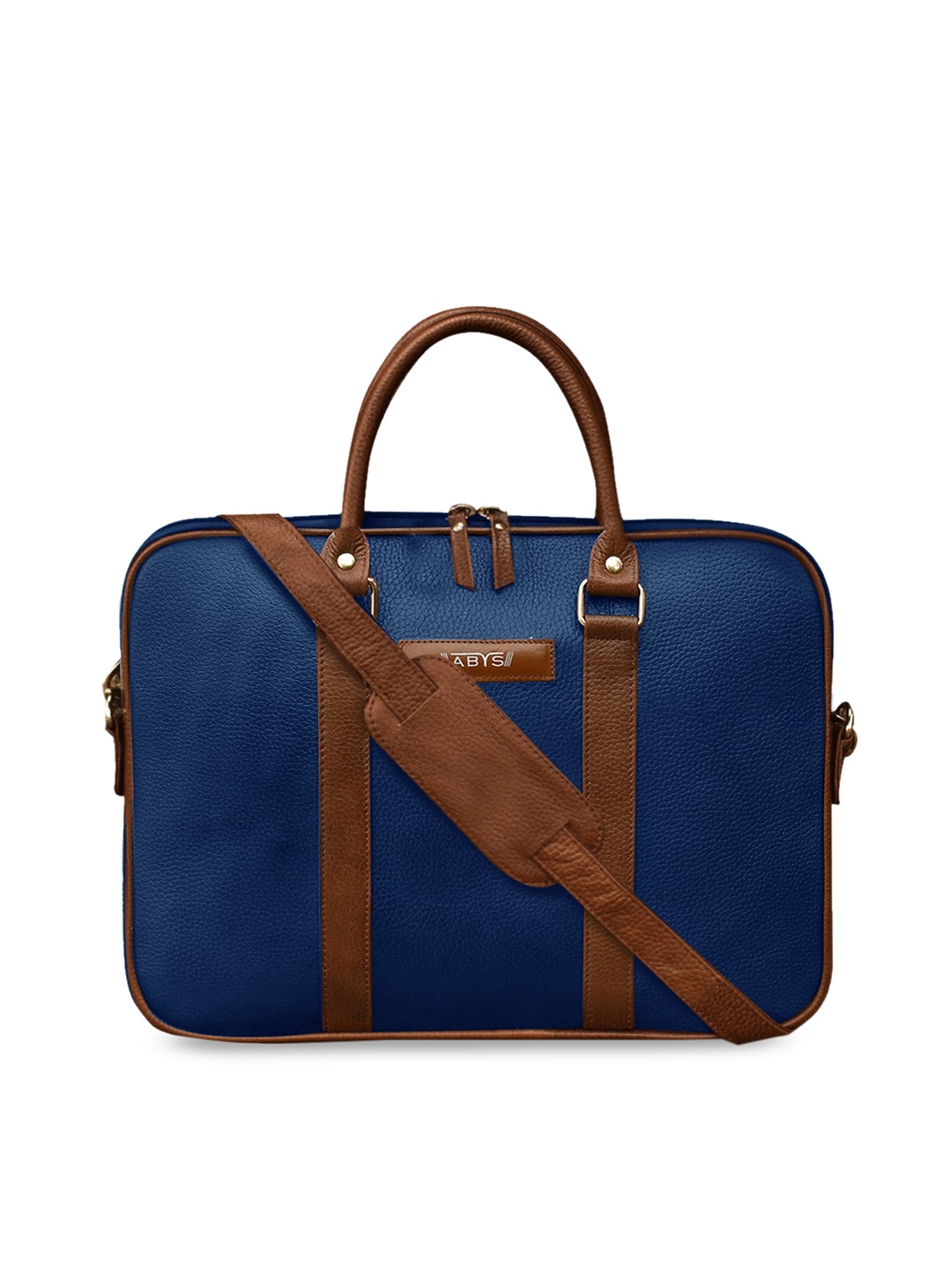 

ABYS Unisex Navy Blue & Brown Solid 14 Inch Laptop Bag