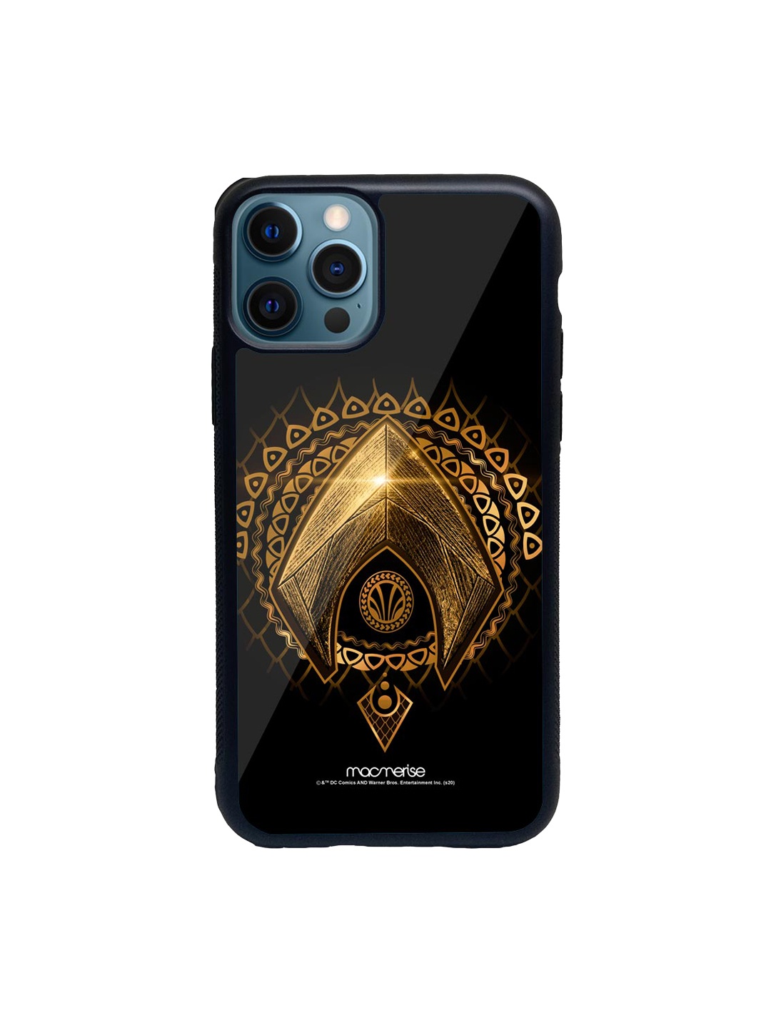 

macmerise Black & Gold-Toned Aquaman Logo Glass iPhone 12 Pro Max Case, Multi