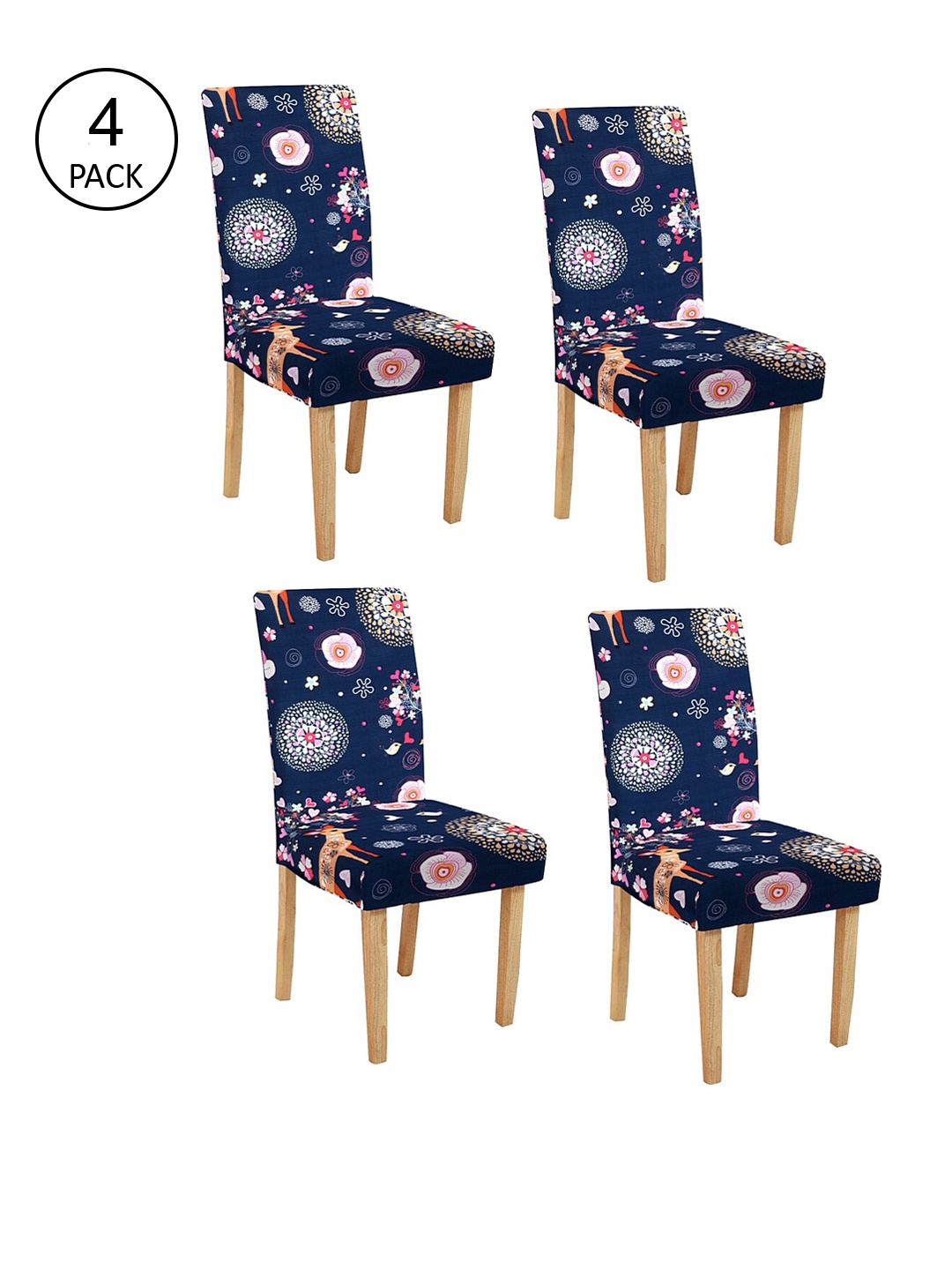 

Cortina Set of 4 Multicoloured Ethnic Motif Printed Chair Covers, Multi