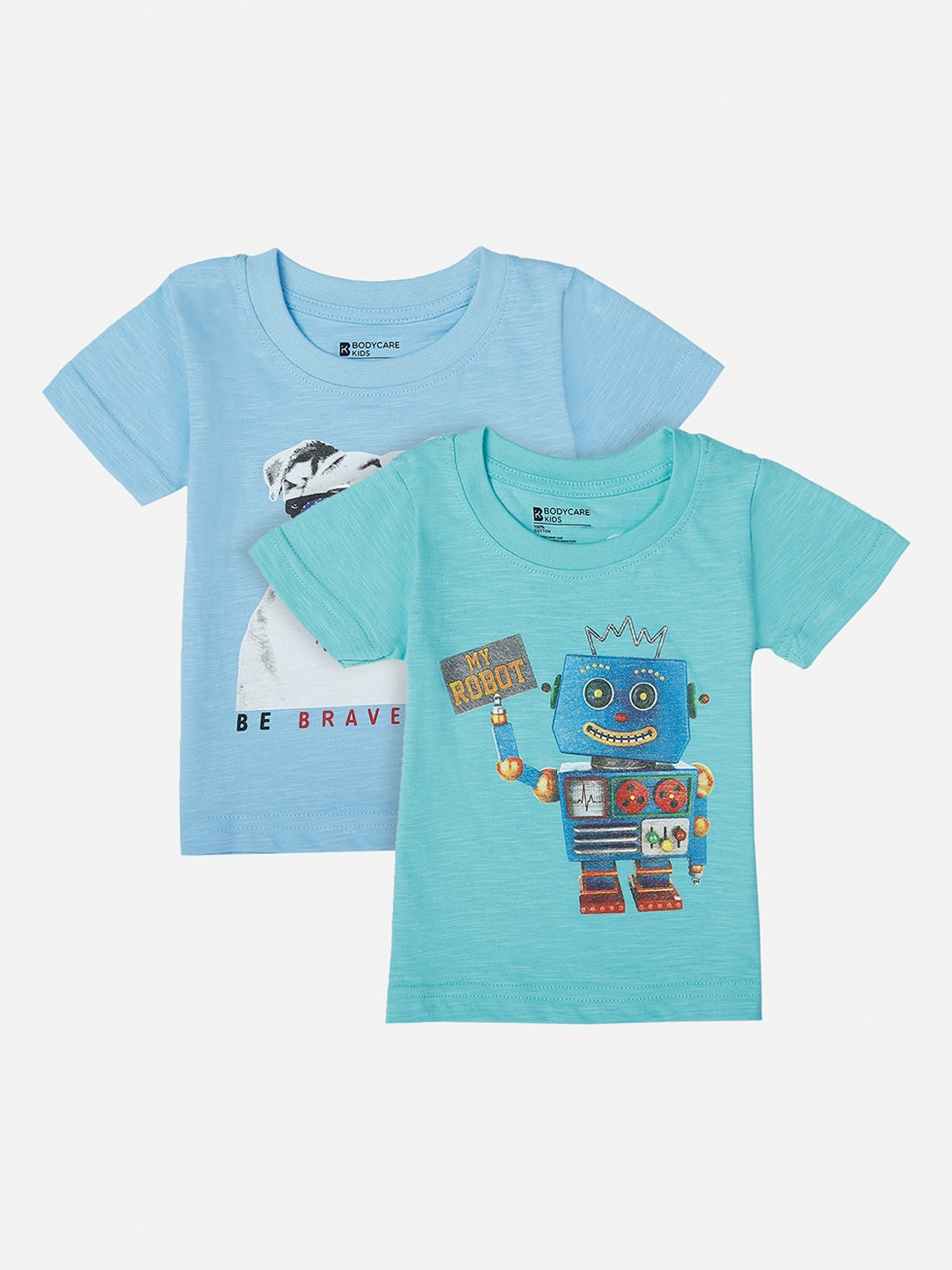 

Bodycare First Boys Pack of 2 Printed Round Neck T-shirts, Blue