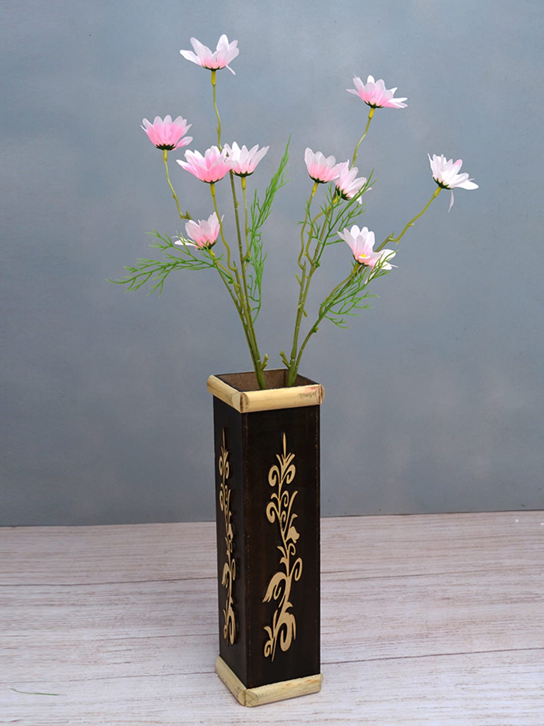 

fancy mart Set Of 2 Artificial Flower Bunch With Vase, Pink